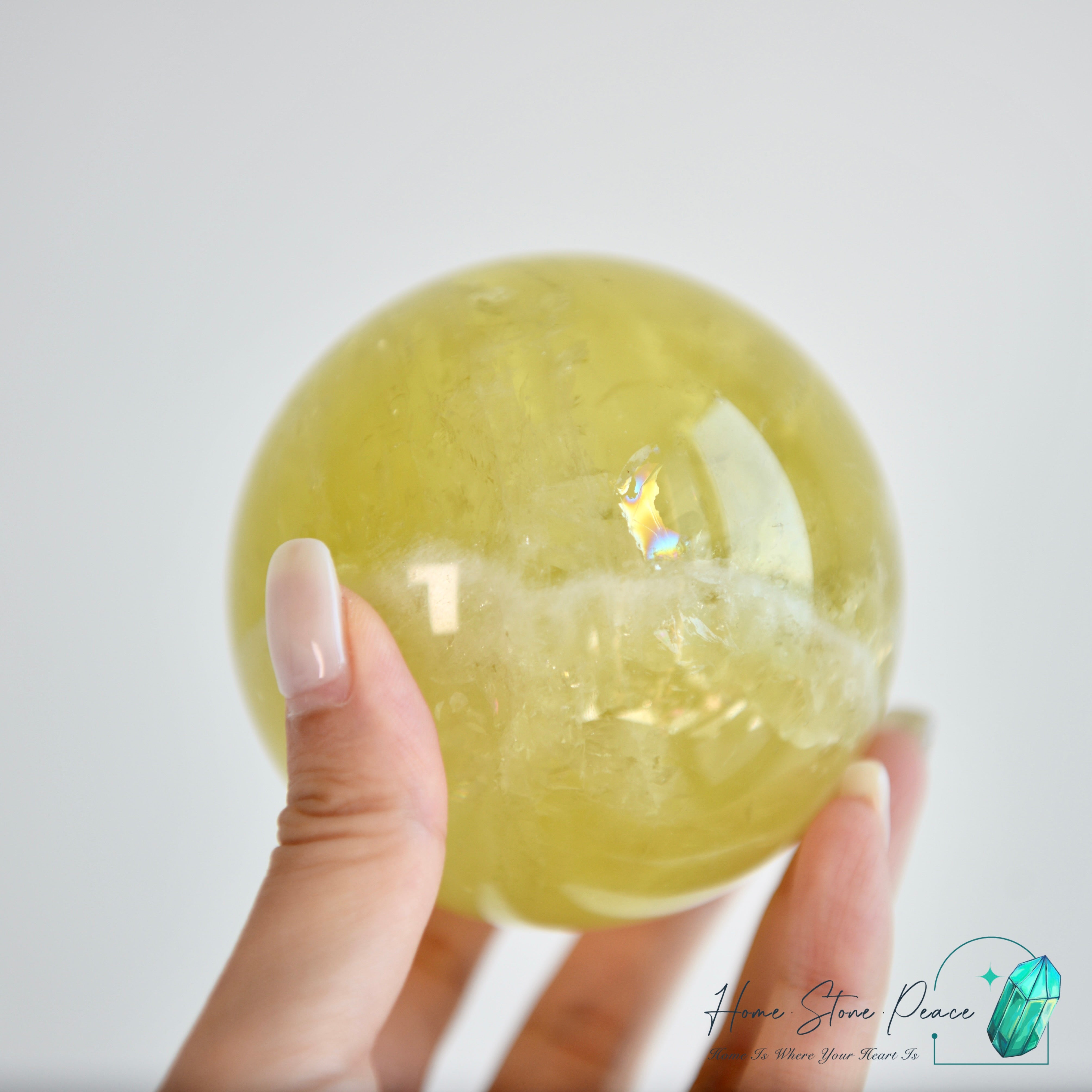風水檸檬黃水晶球 Lemon Citrine Sphere with Rainbows