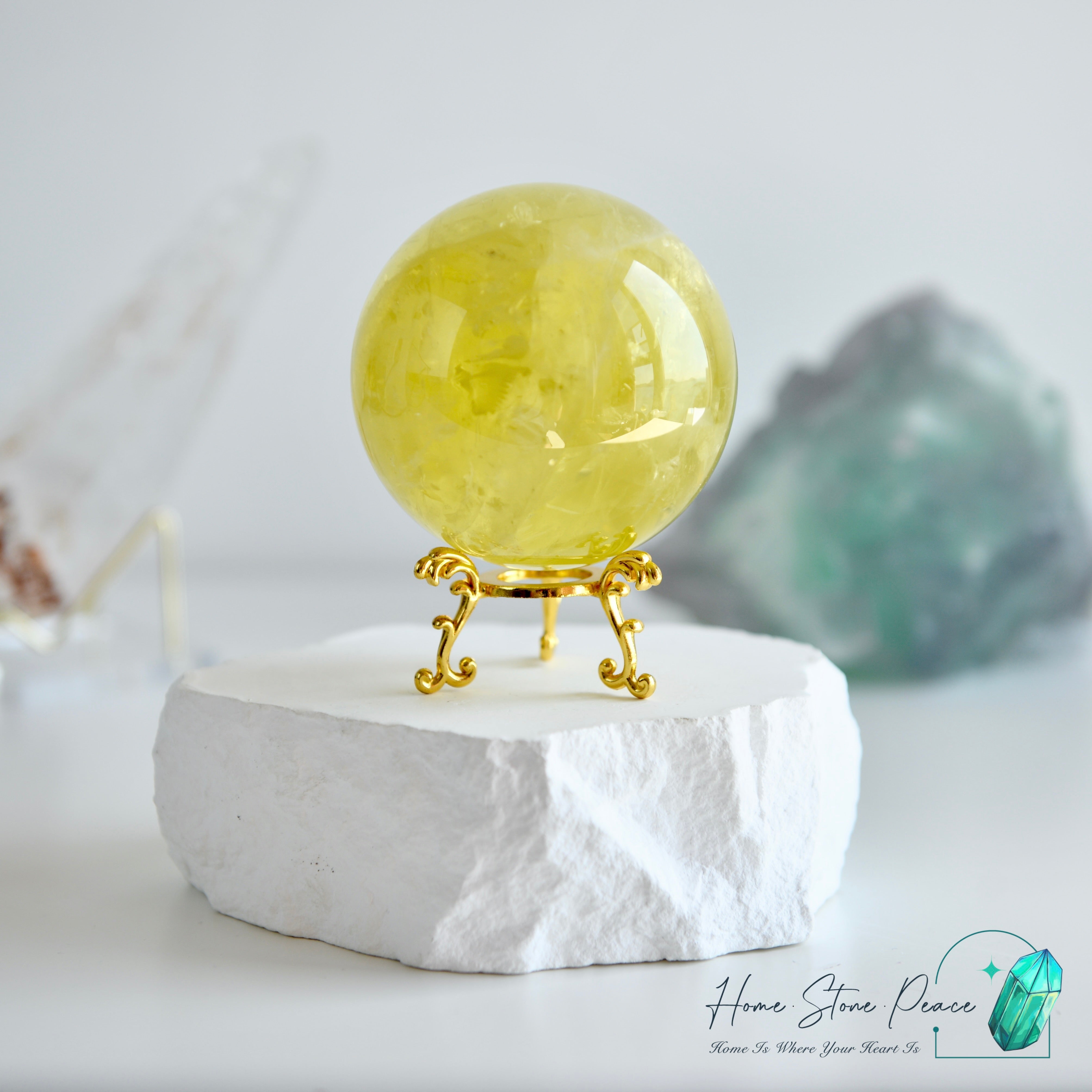 風水檸檬黃水晶球 Lemon Citrine Sphere with Rainbows