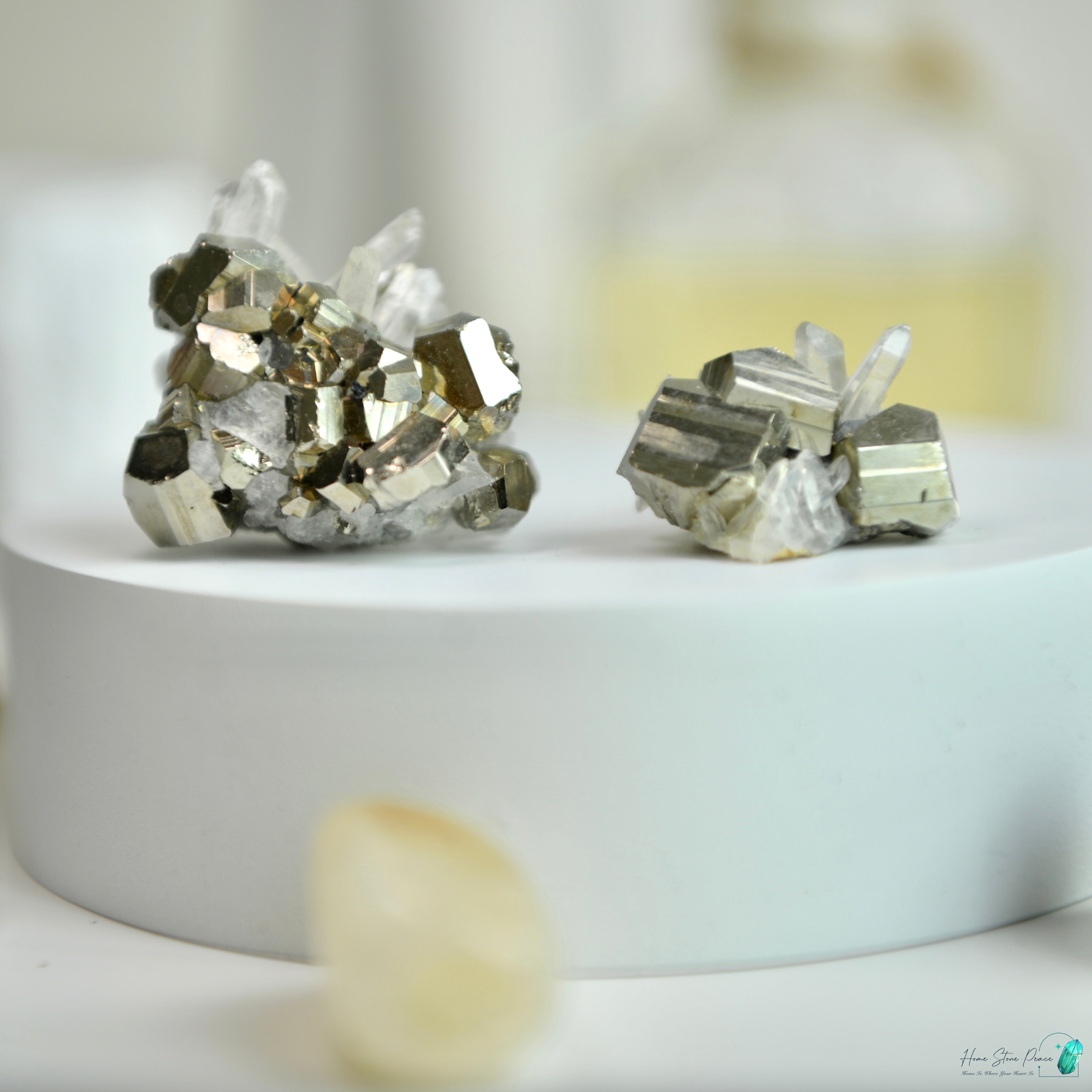 印尼黃鐵礦白水晶共生 Indonesian Pyrite with Clear Quartz Cluster