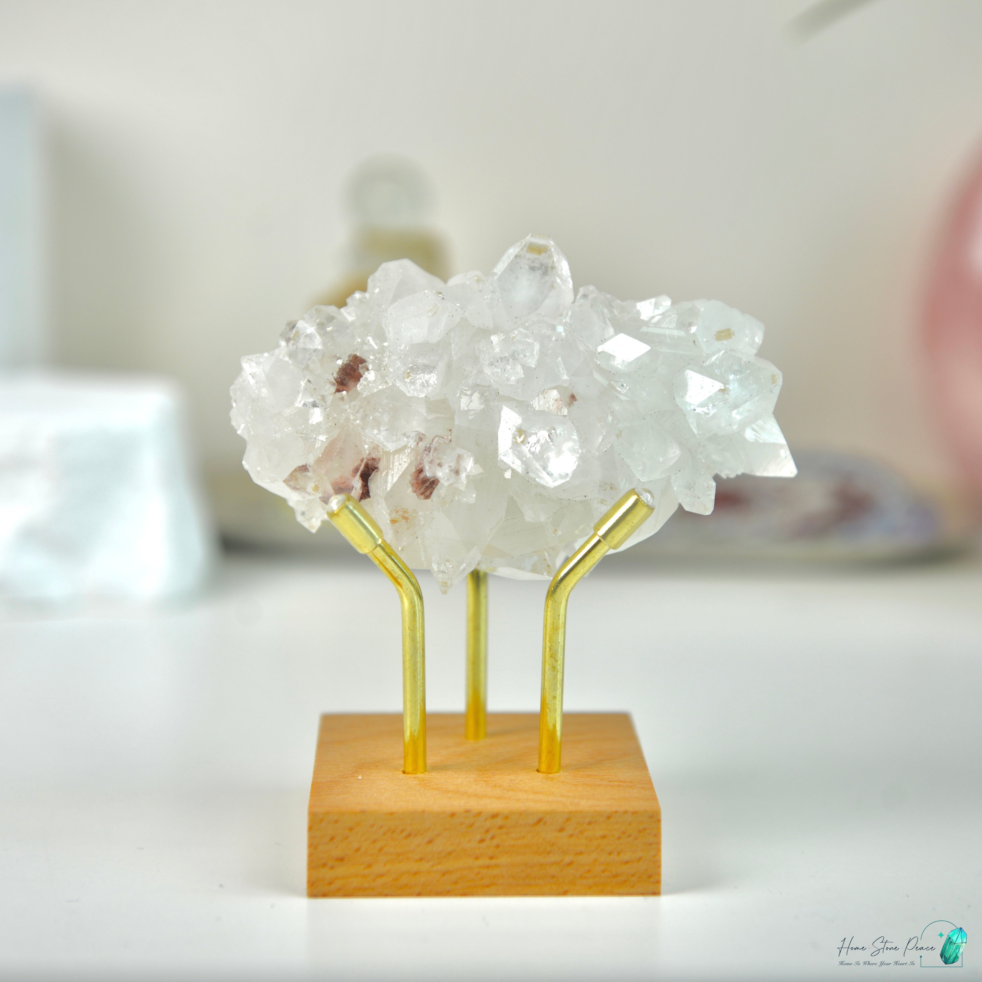 鑽石魚眼石紅色沸石共生 Diamond Apophyllite Cluster with Red Zeolite