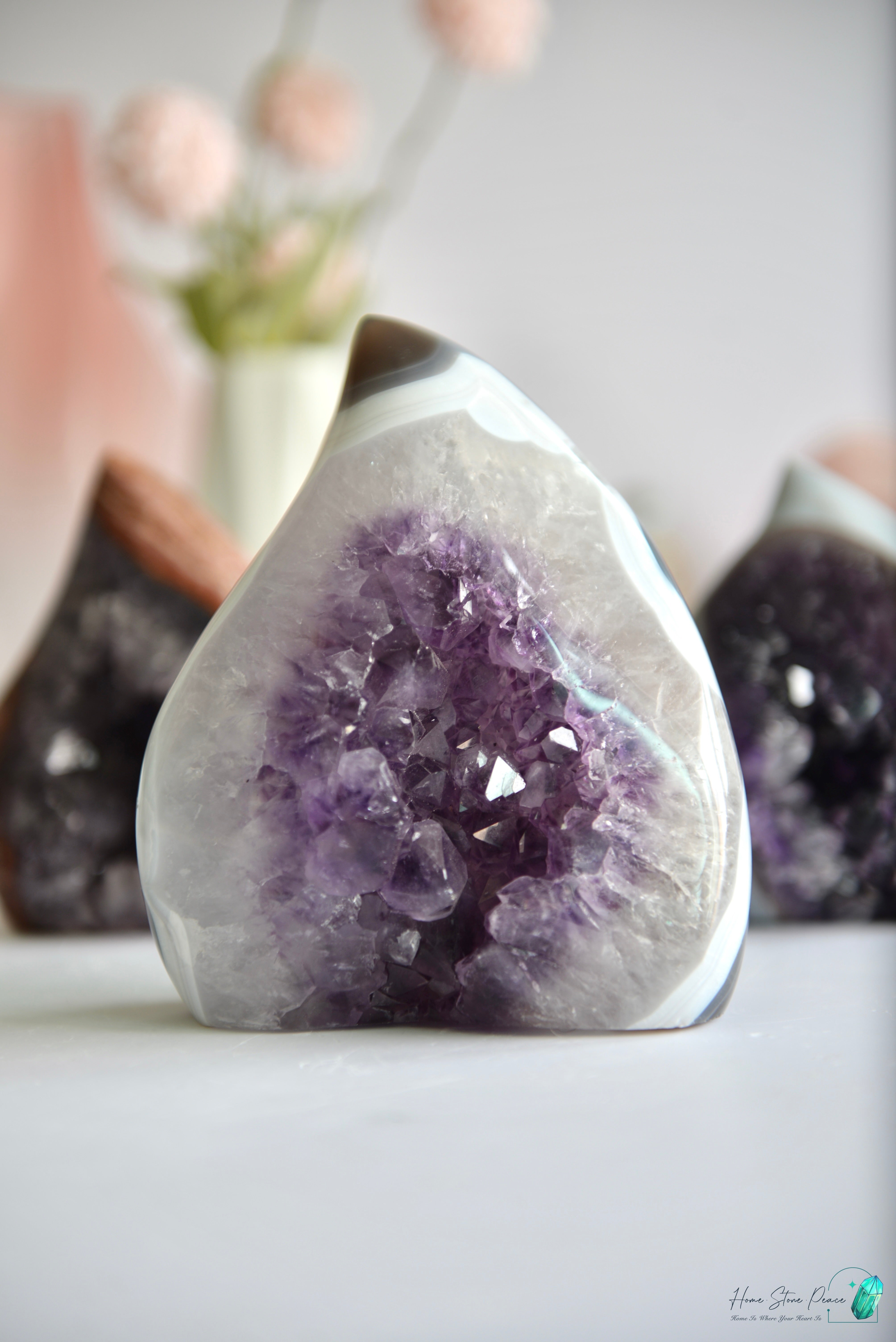 瑪瑙邊紫水晶火焰(大) Large Agate Amethyst Flame