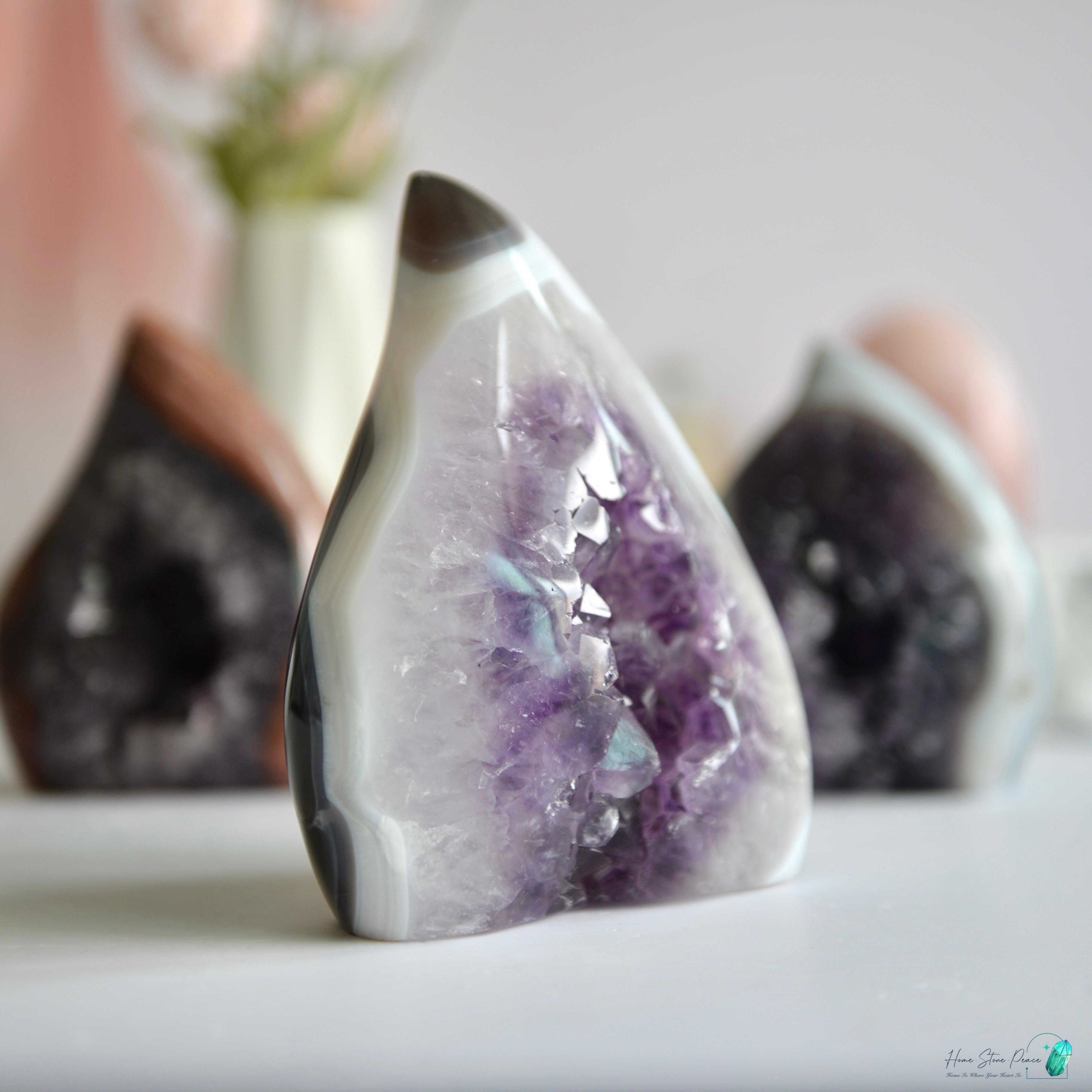 瑪瑙邊紫水晶火焰(大) Large Agate Amethyst Flame