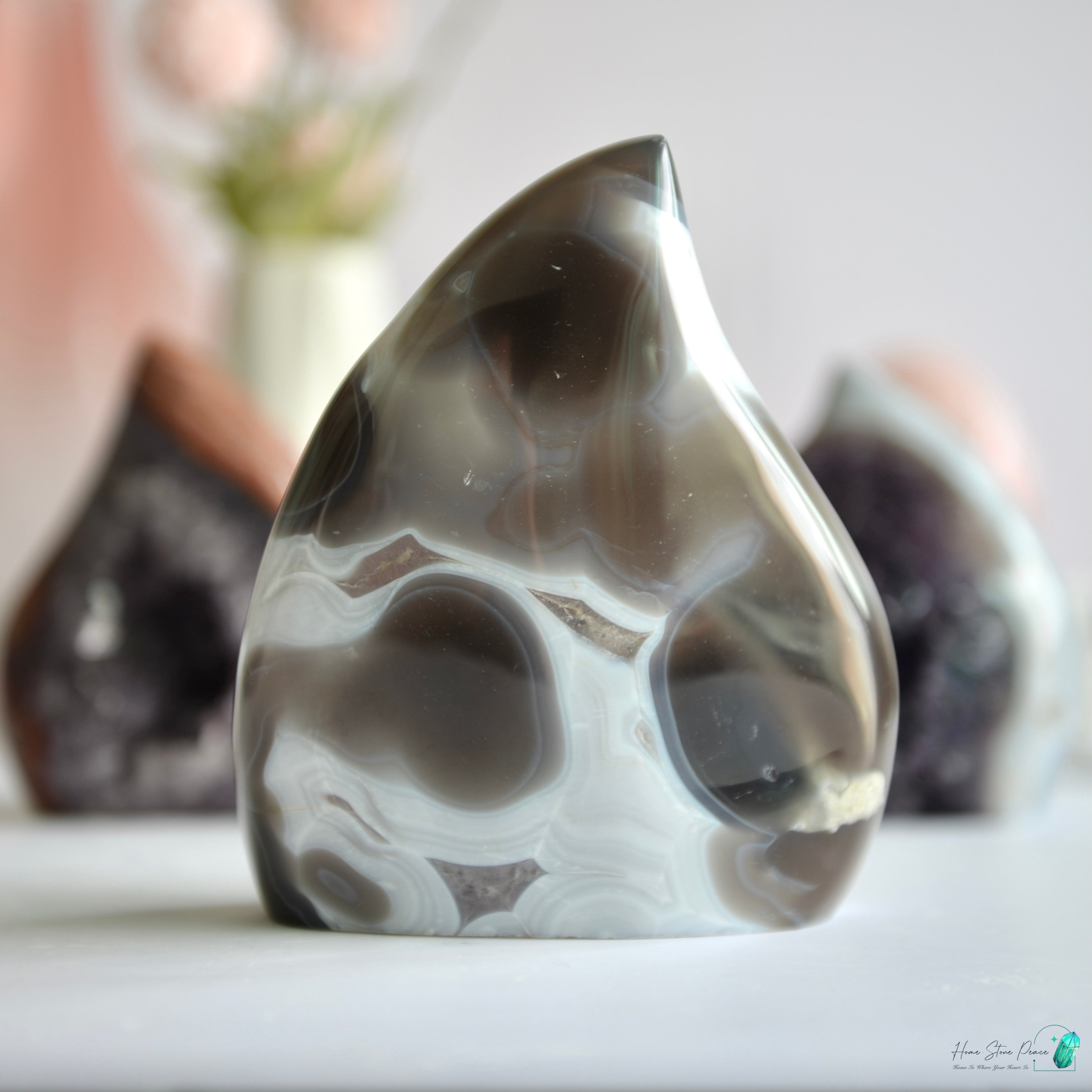 瑪瑙邊紫水晶火焰(大) Large Agate Amethyst Flame