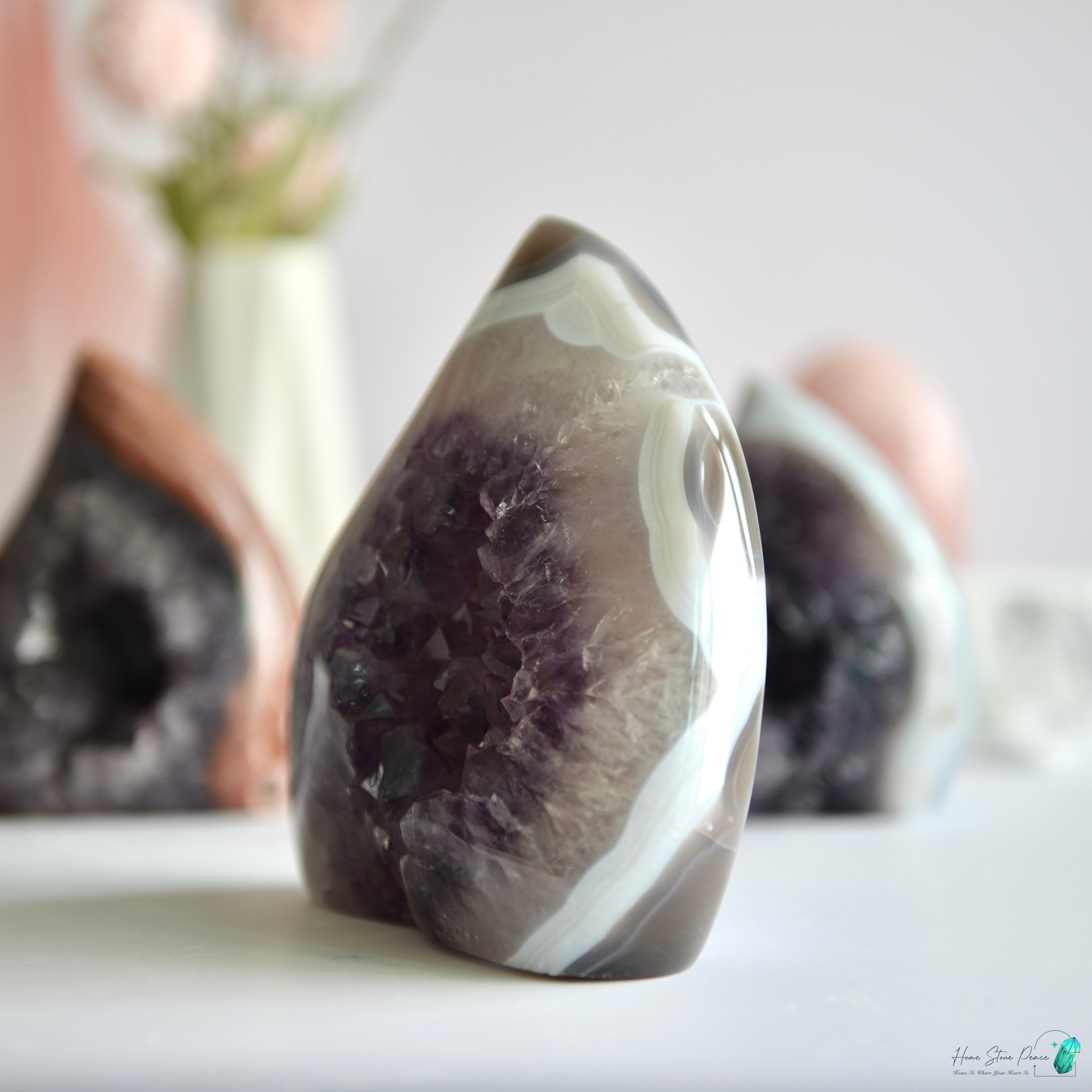瑪瑙邊紫水晶火焰(大) Large Agate Amethyst Flame