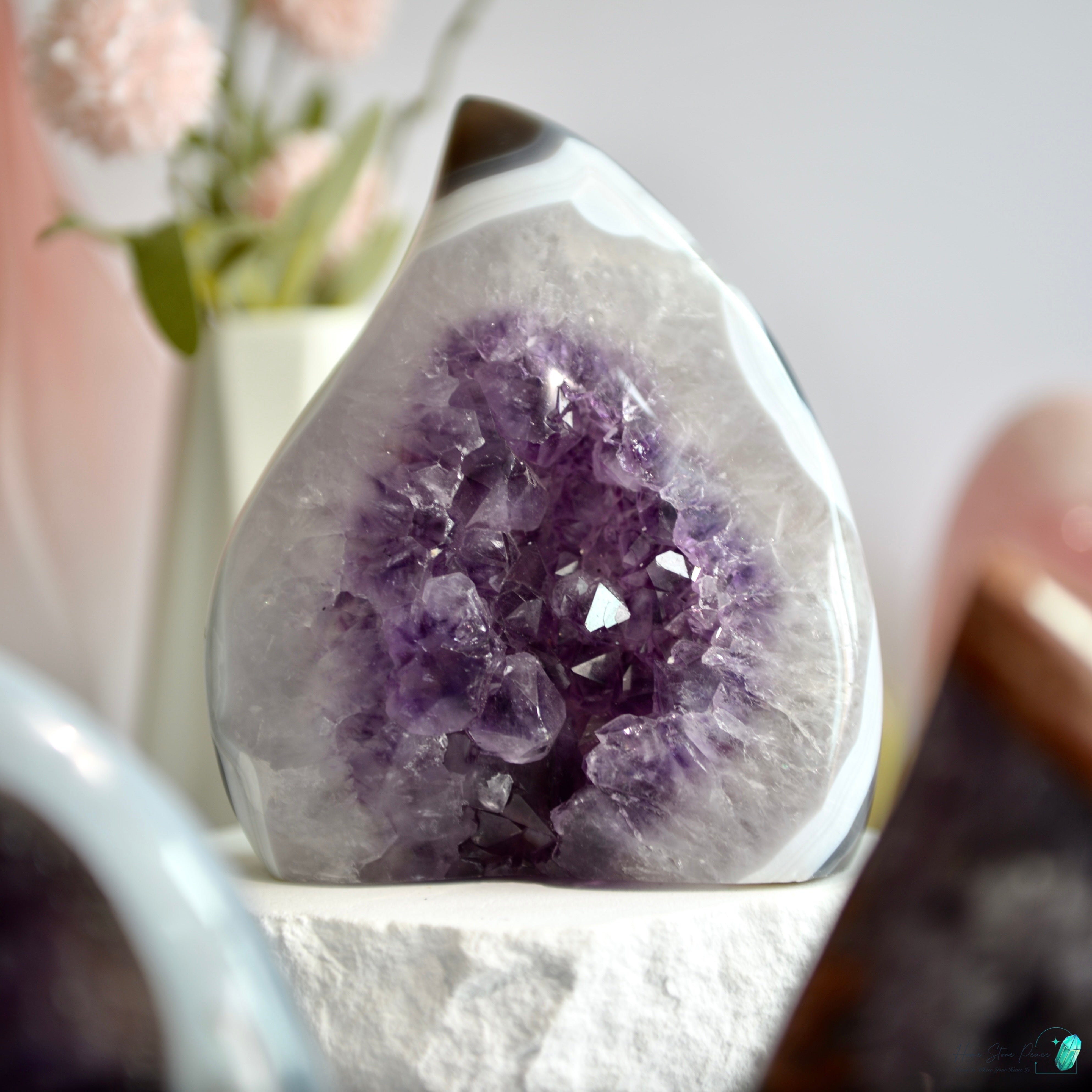 瑪瑙邊紫水晶火焰(大) Large Agate Amethyst Flame