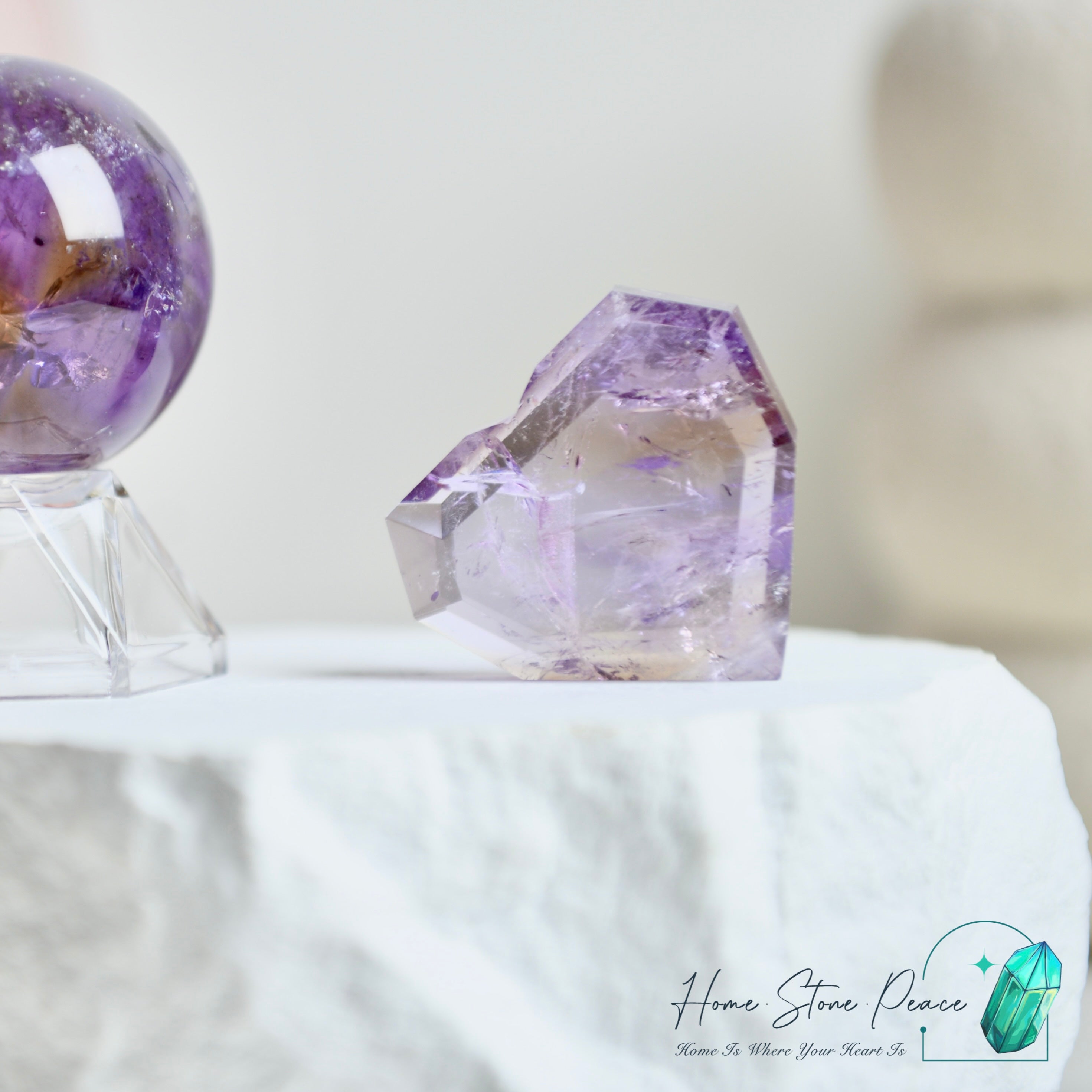 玻利維亞立體紫黃晶心 Bolivian Ametrine Faceted Heart