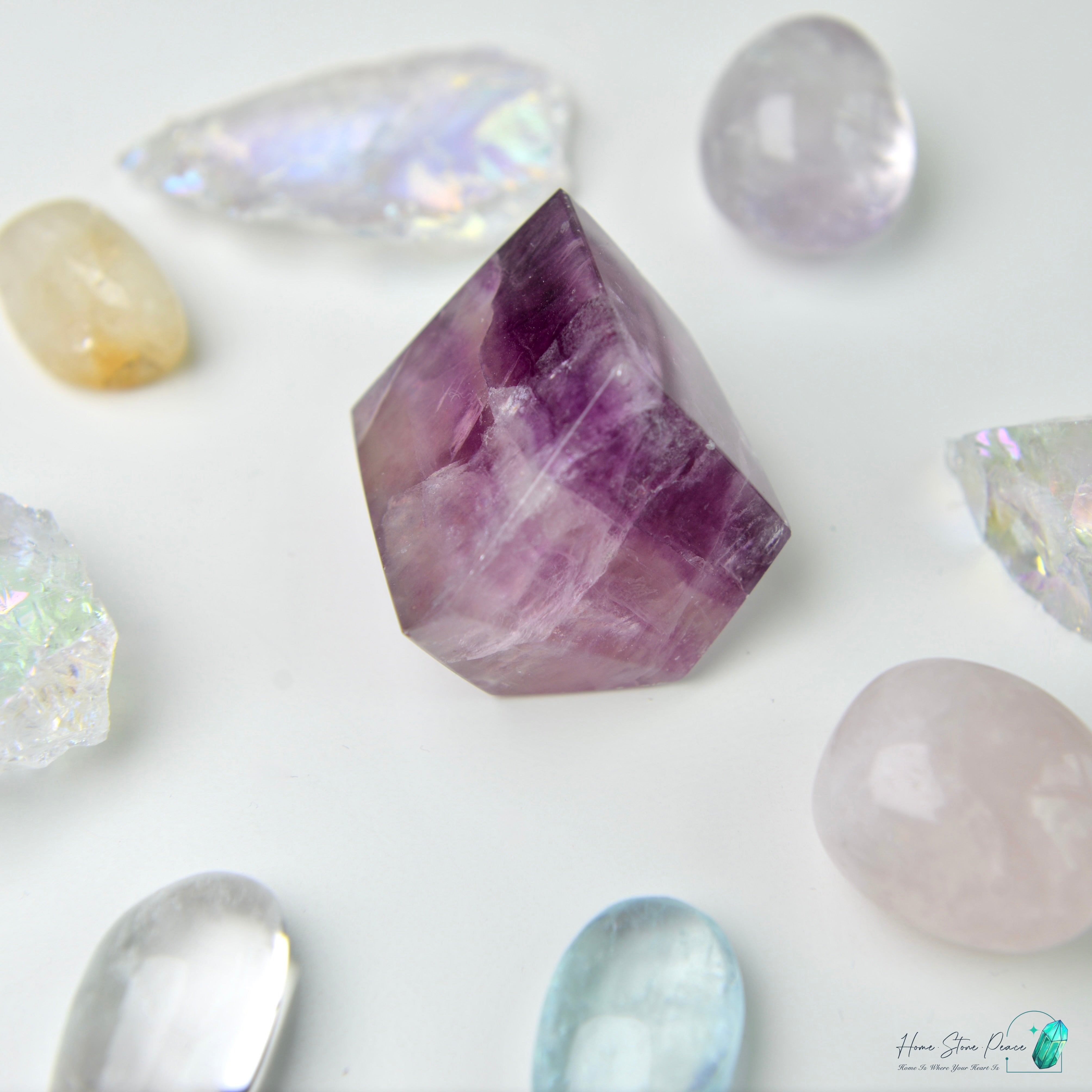 紫螢石隨形(含彩虹) Purple Fluorite Free Form with Rainbow