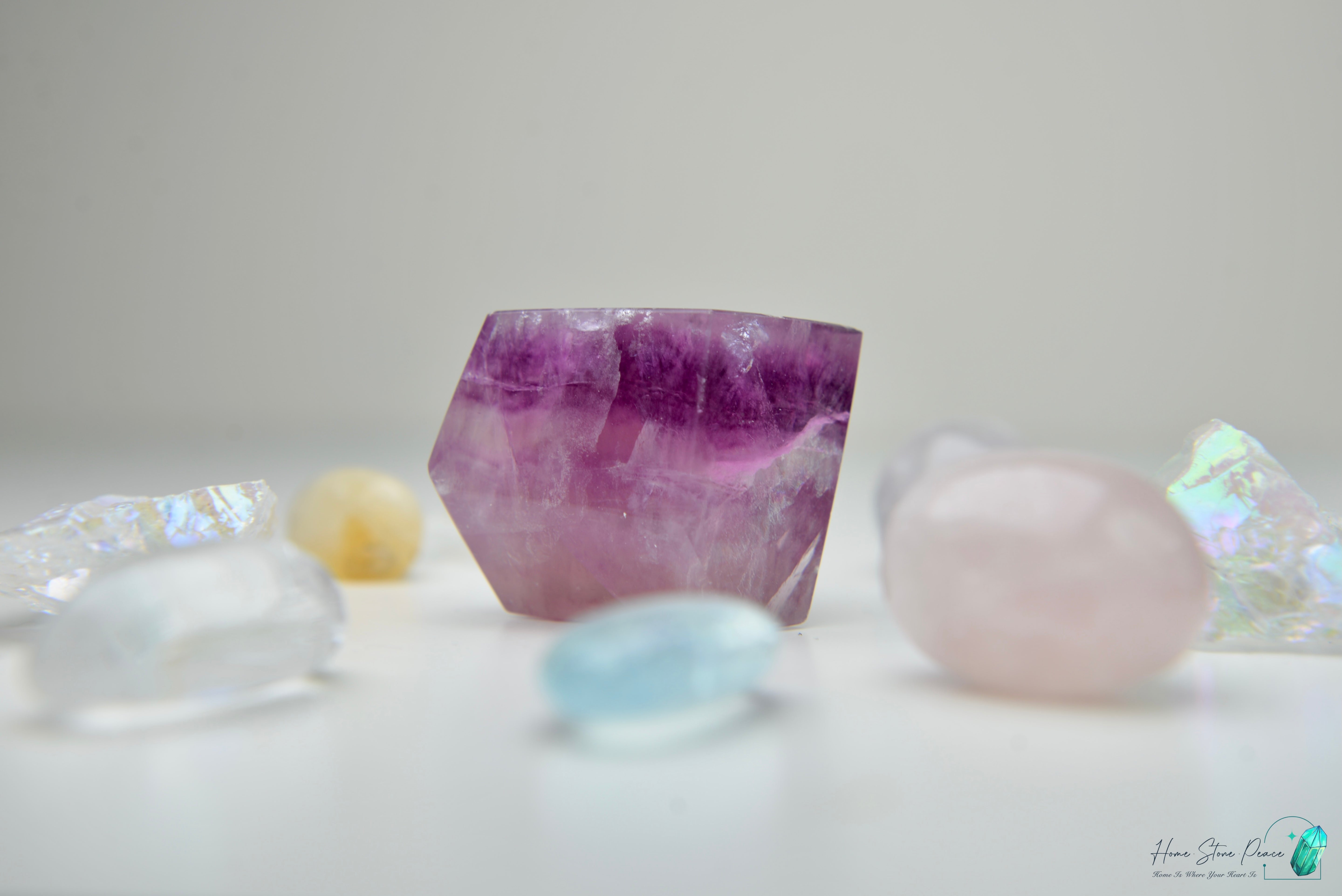 紫螢石隨形(含彩虹) Purple Fluorite Free Form with Rainbow