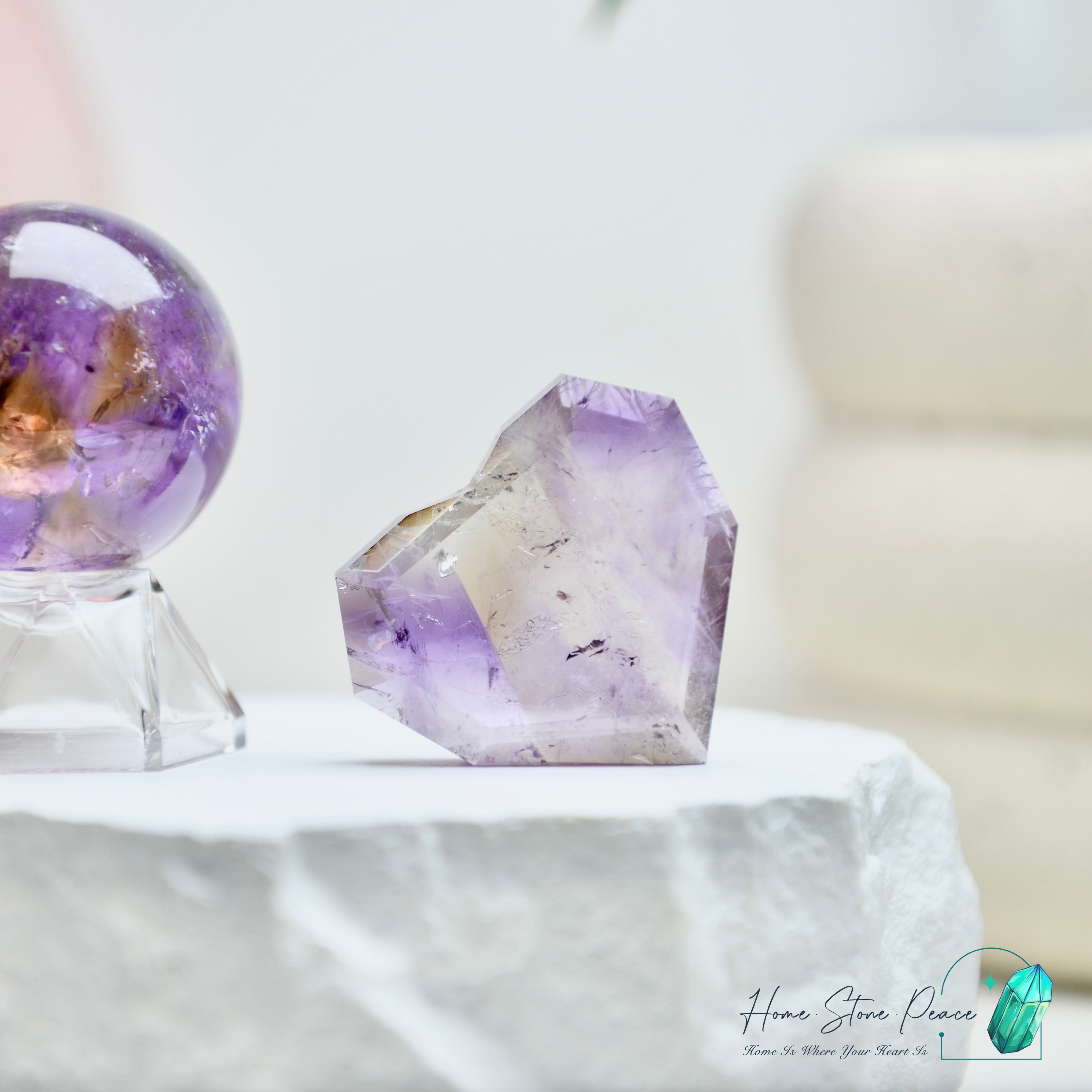 玻利維亞立體紫黃晶心 Bolivian Ametrine Faceted Heart