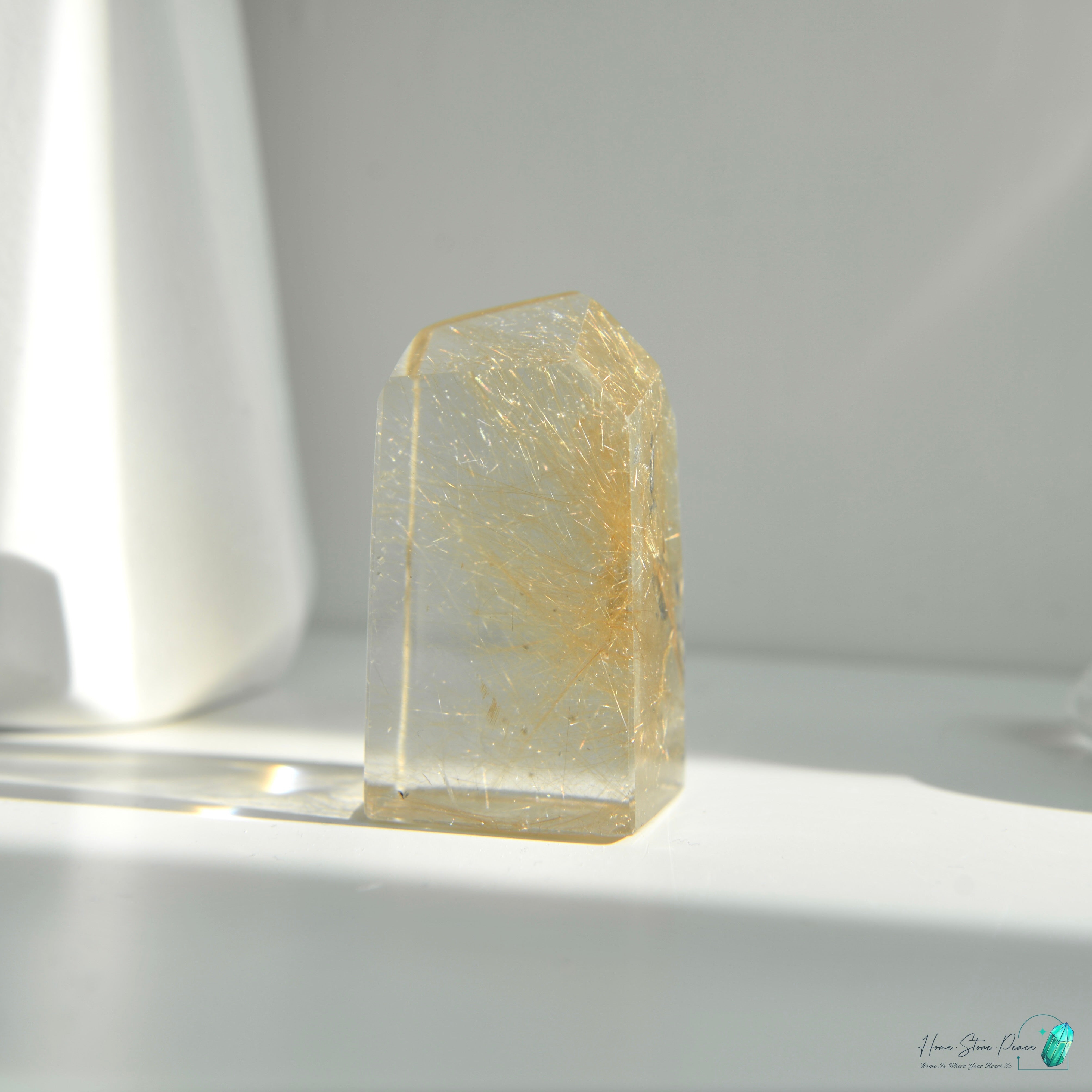 巴西金髮晶四方柱 Brazilian Gold Rutilated Short Tower