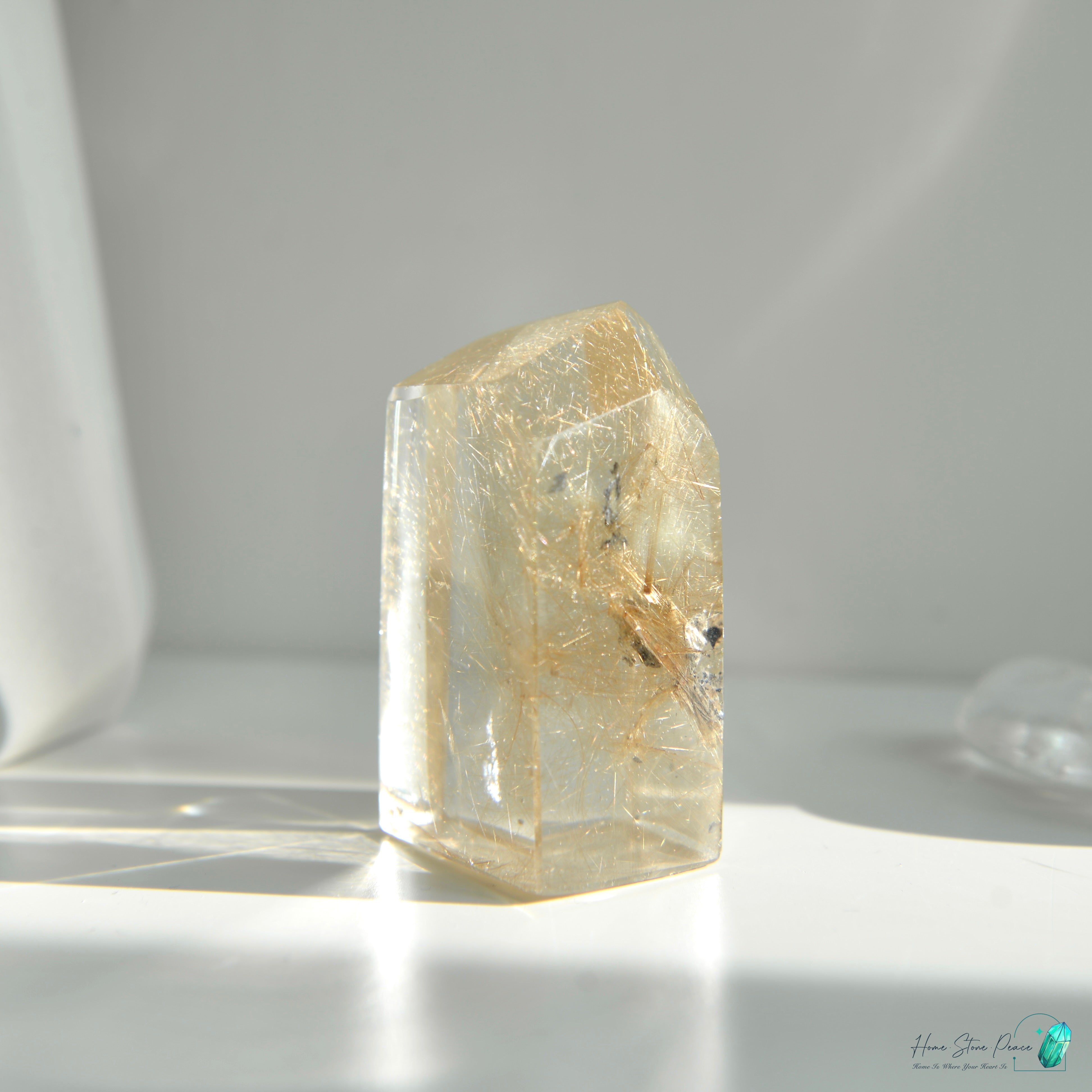 巴西金髮晶四方柱 Brazilian Gold Rutilated Short Tower
