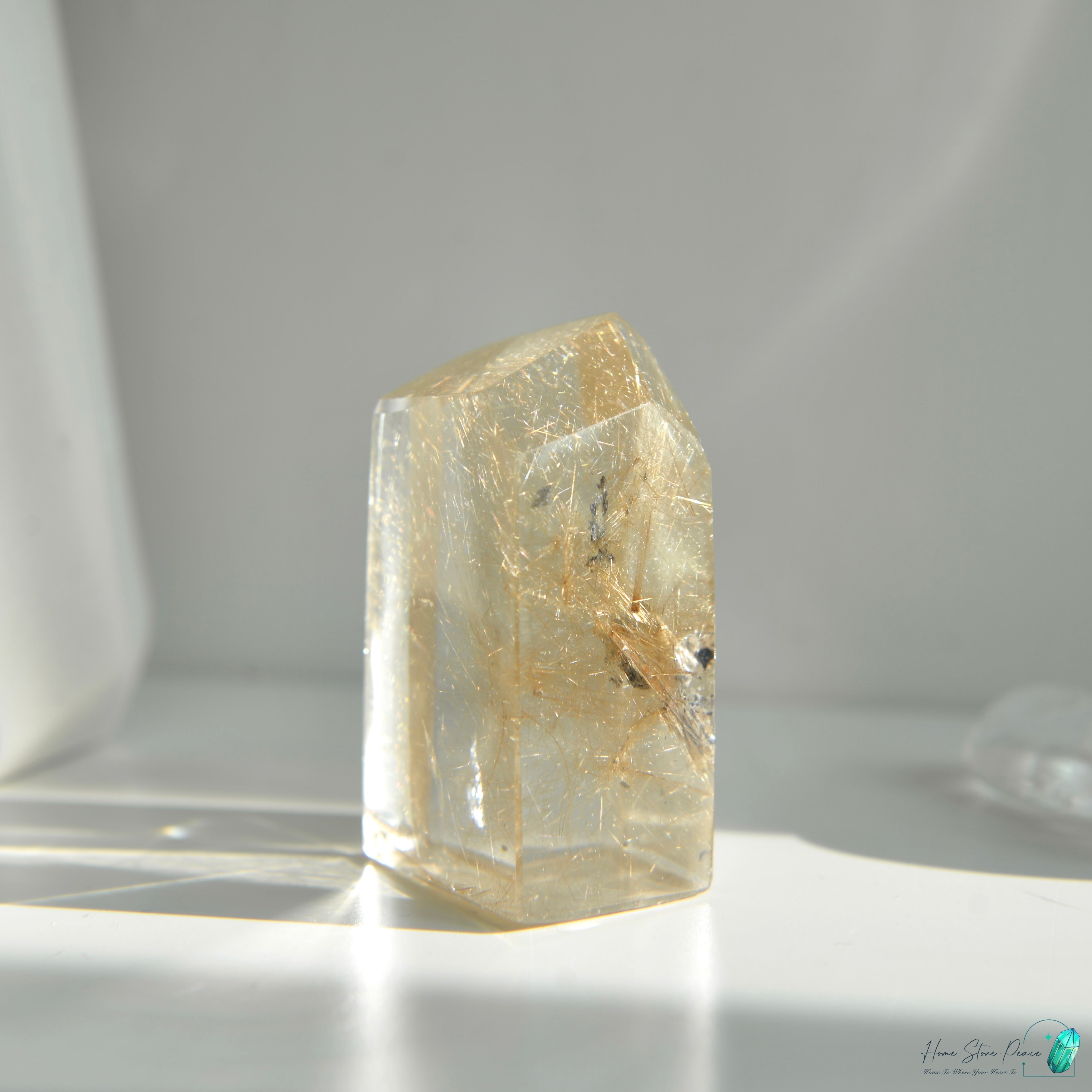 巴西金髮晶四方柱 Brazilian Gold Rutilated Short Tower
