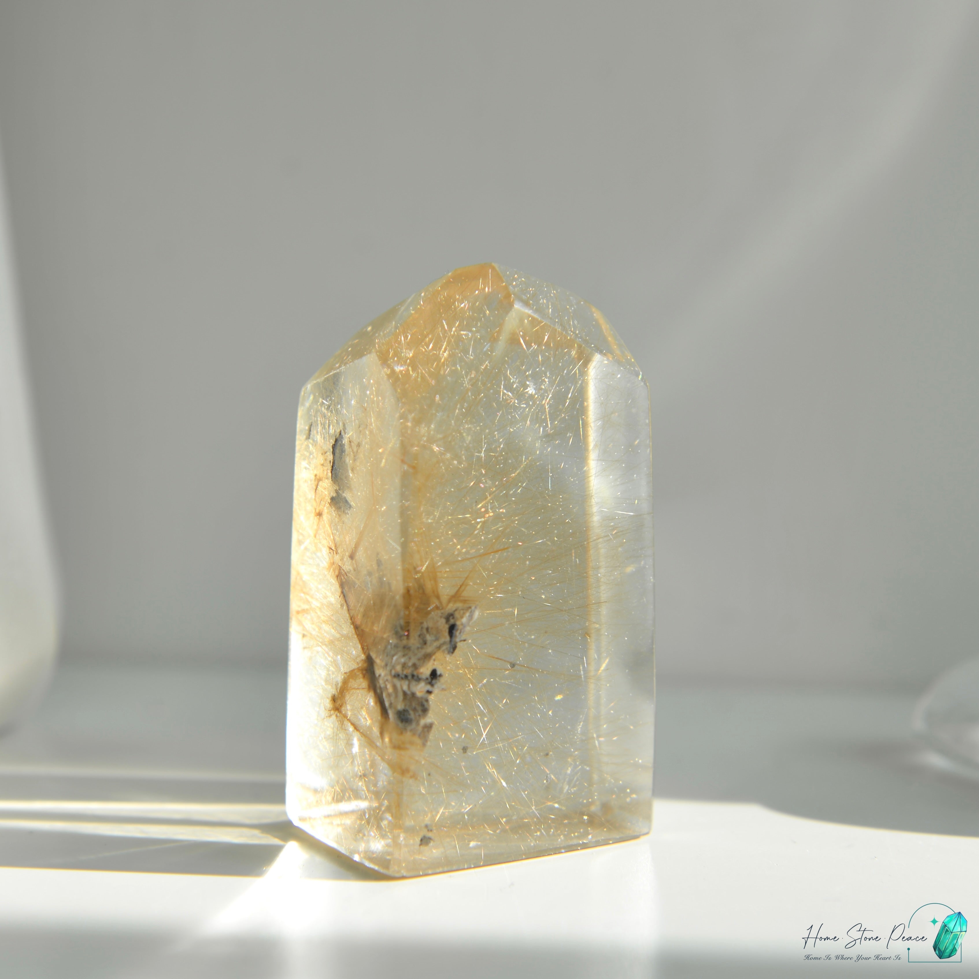 巴西金髮晶四方柱 Brazilian Gold Rutilated Short Tower