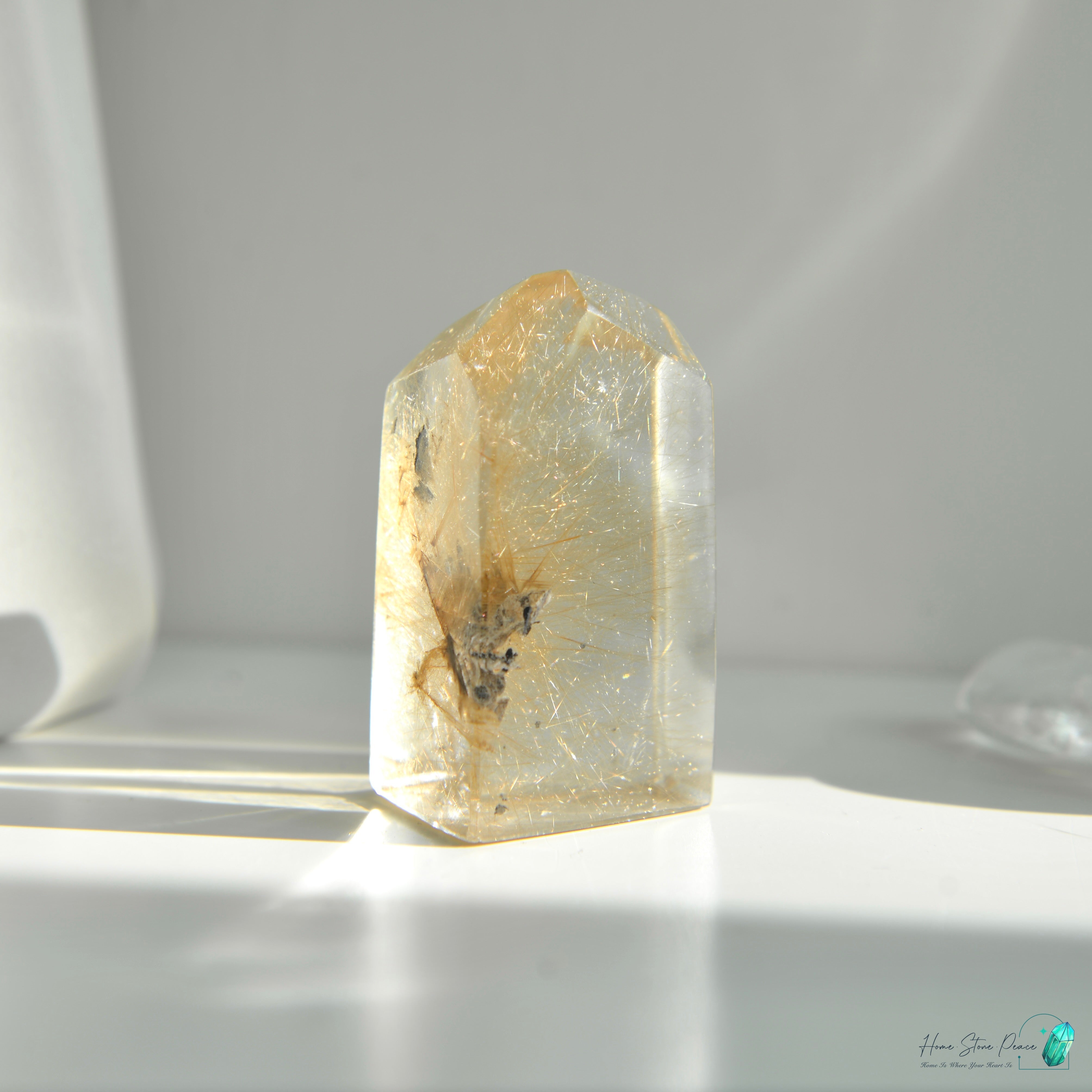 巴西金髮晶四方柱 Brazilian Gold Rutilated Short Tower
