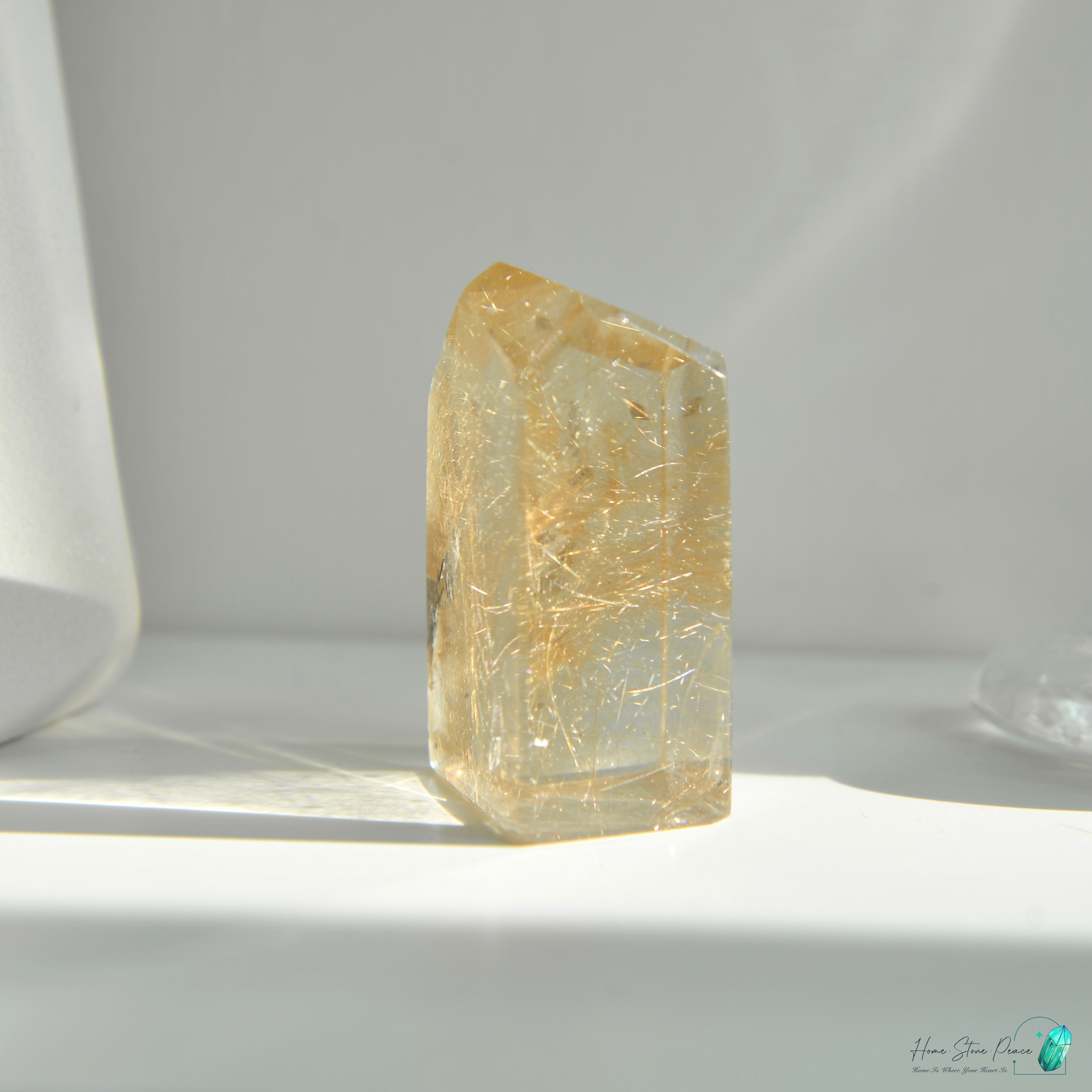 巴西金髮晶四方柱 Brazilian Gold Rutilated Short Tower