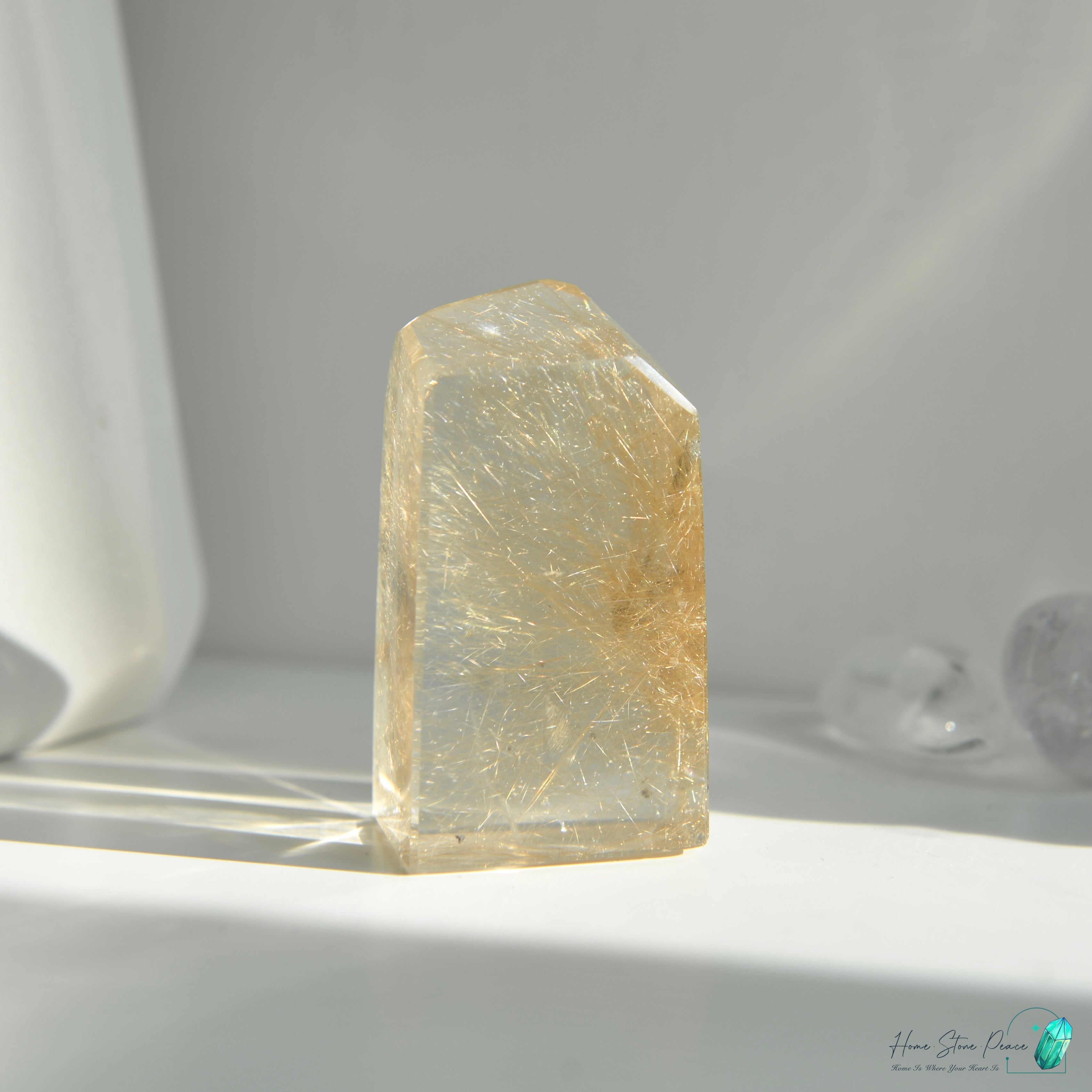 巴西金髮晶四方柱 Brazilian Gold Rutilated Short Tower