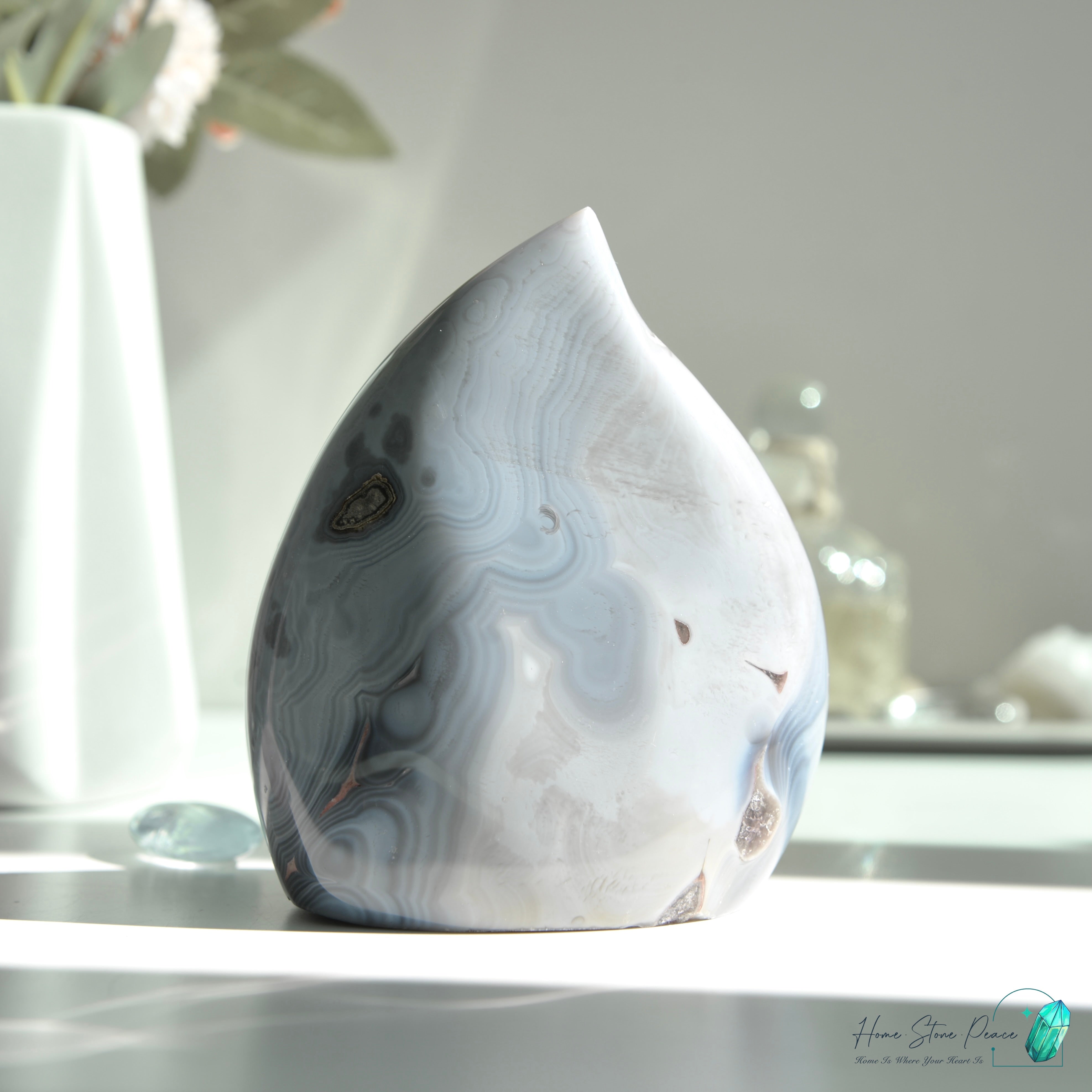 藍瑪瑙邊紫水晶火焰 Blue Agate Amethyst Flame