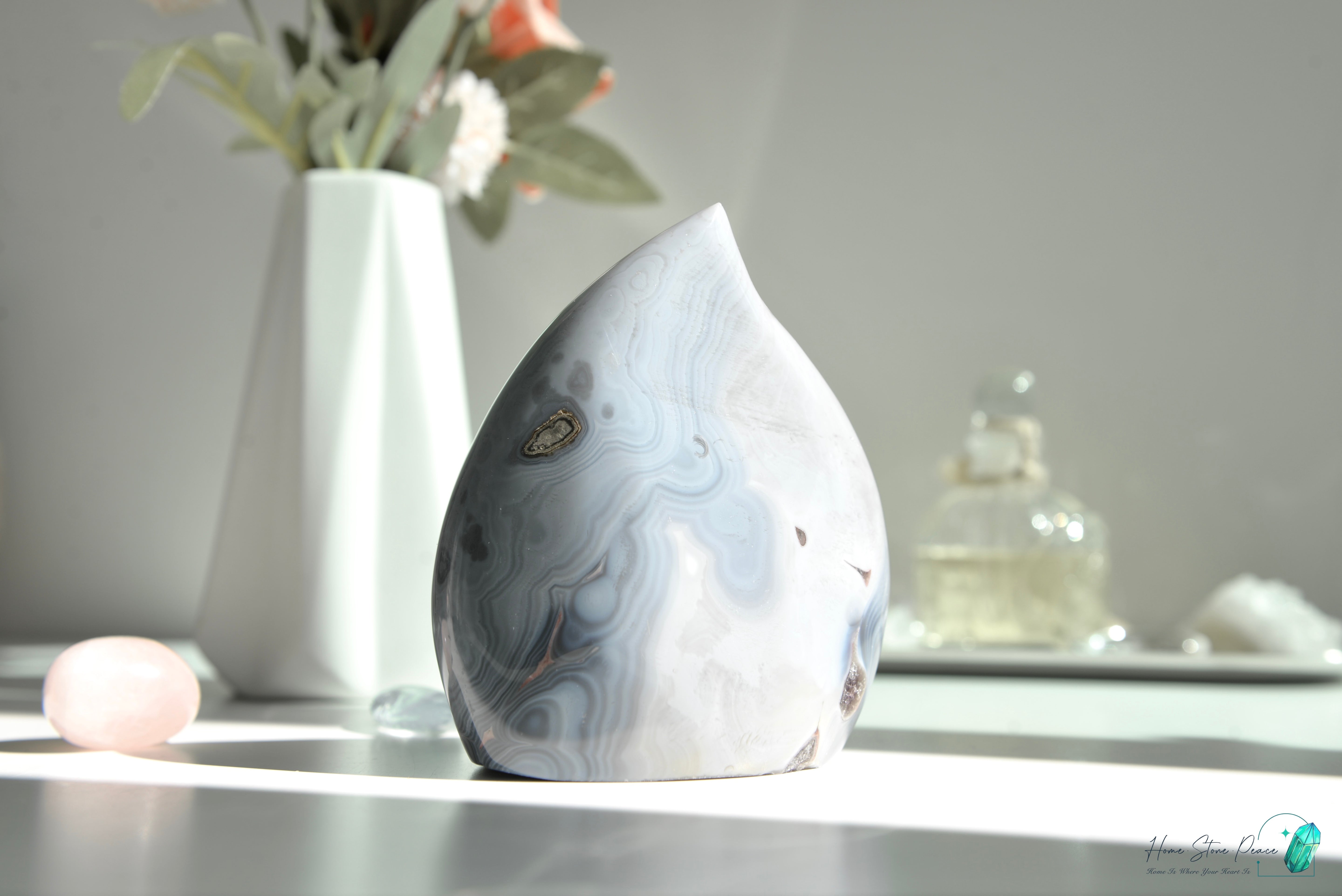 藍瑪瑙邊紫水晶火焰 Blue Agate Amethyst Flame