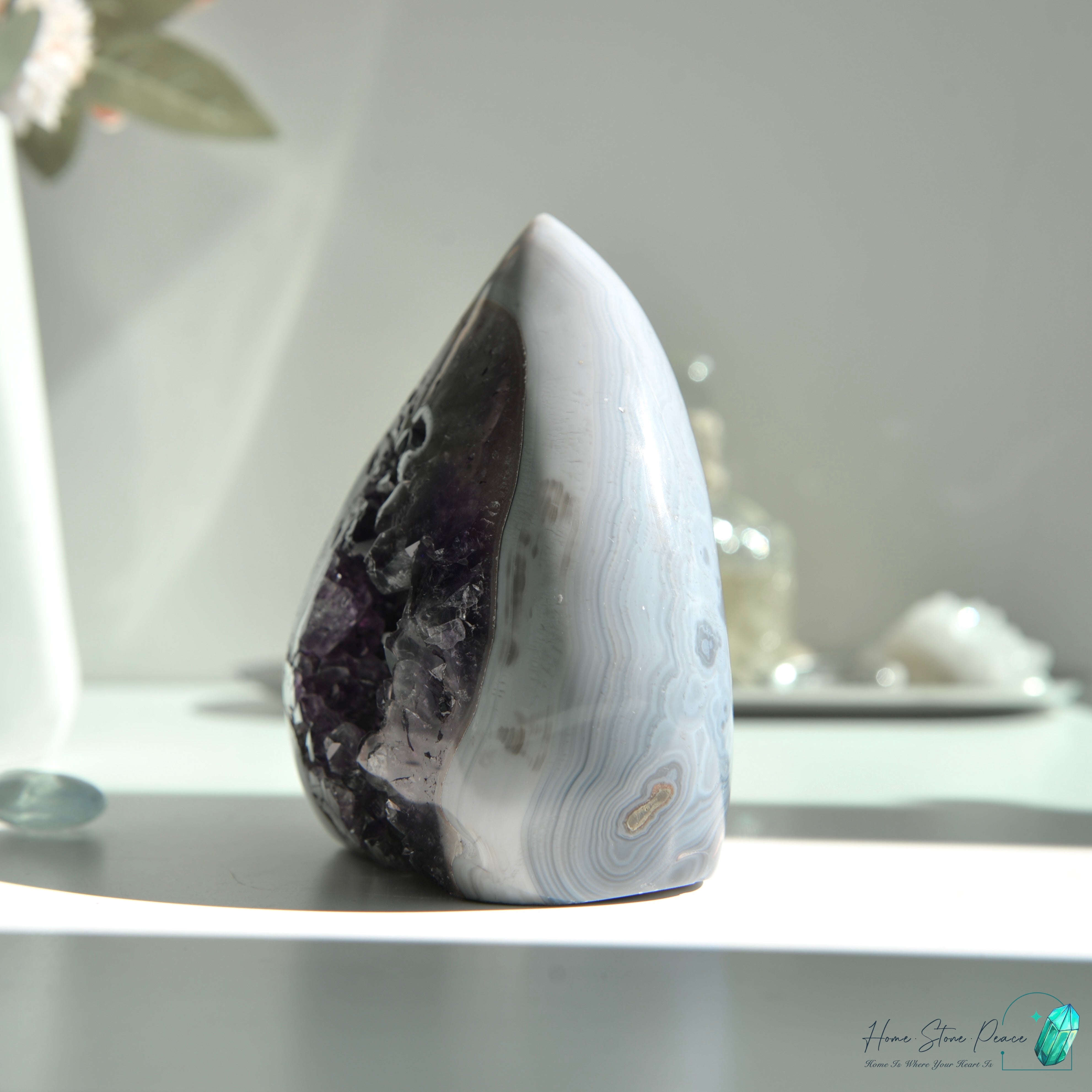 藍瑪瑙邊紫水晶火焰 Blue Agate Amethyst Flame