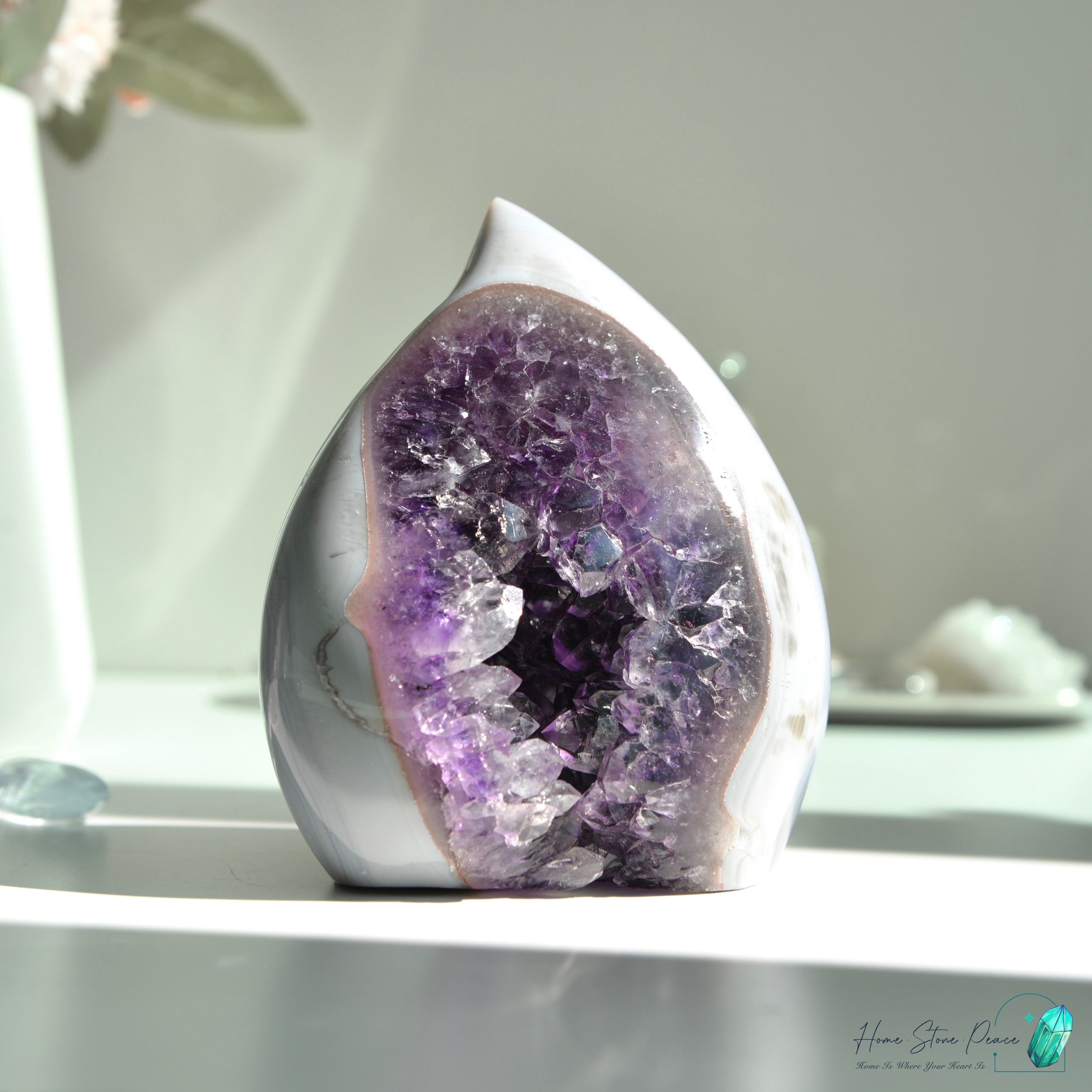 藍瑪瑙邊紫水晶火焰 Blue Agate Amethyst Flame