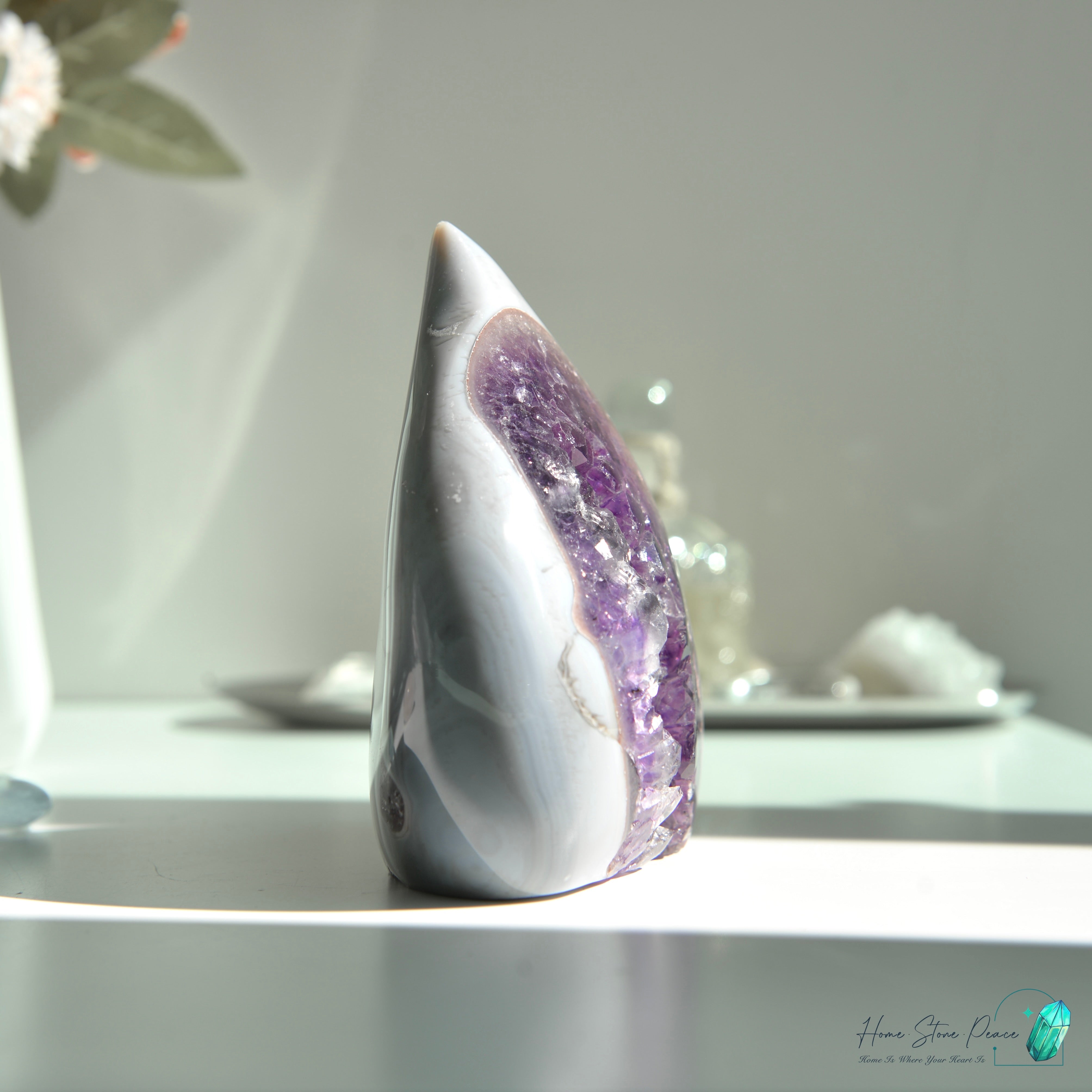 藍瑪瑙邊紫水晶火焰 Blue Agate Amethyst Flame