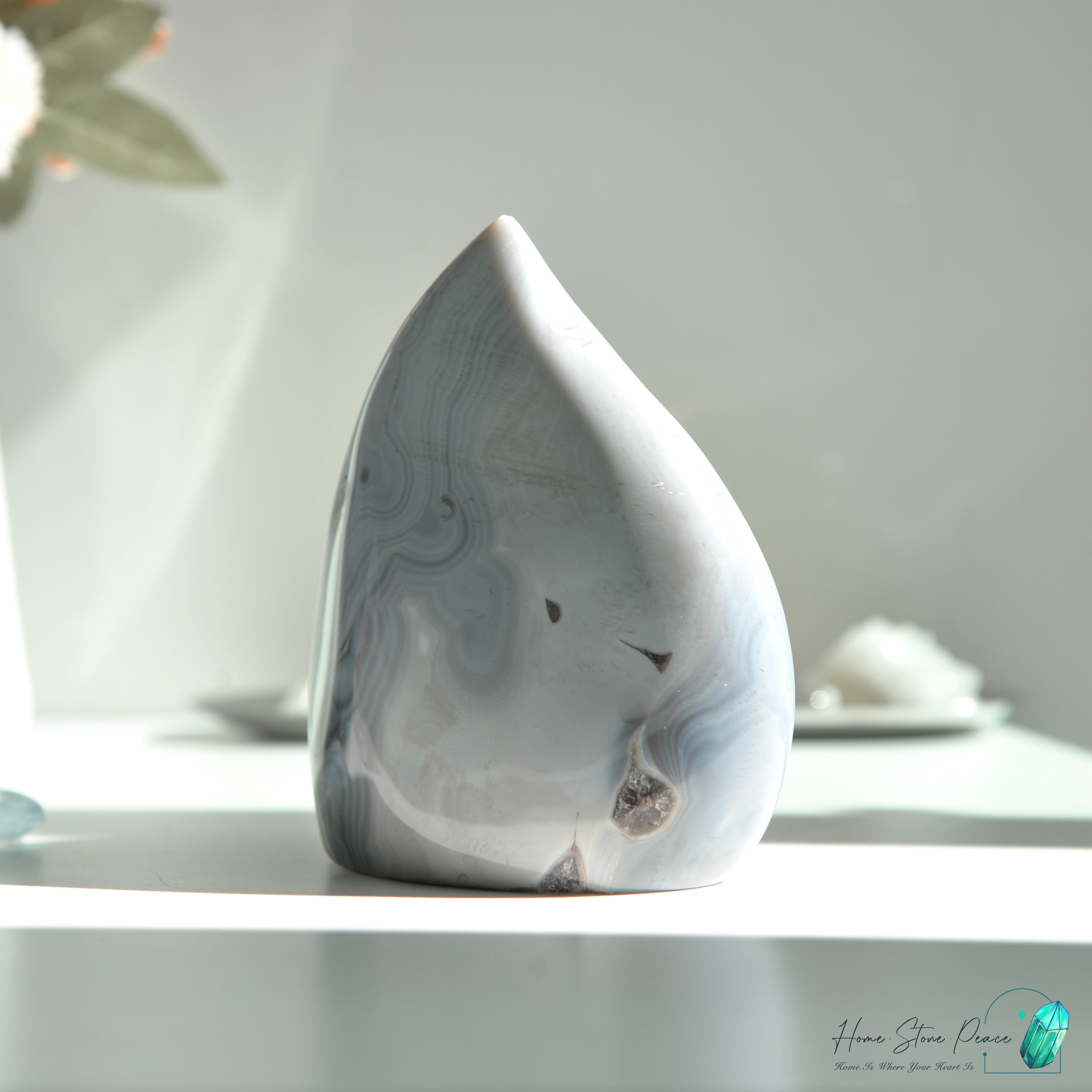 藍瑪瑙邊紫水晶火焰 Blue Agate Amethyst Flame