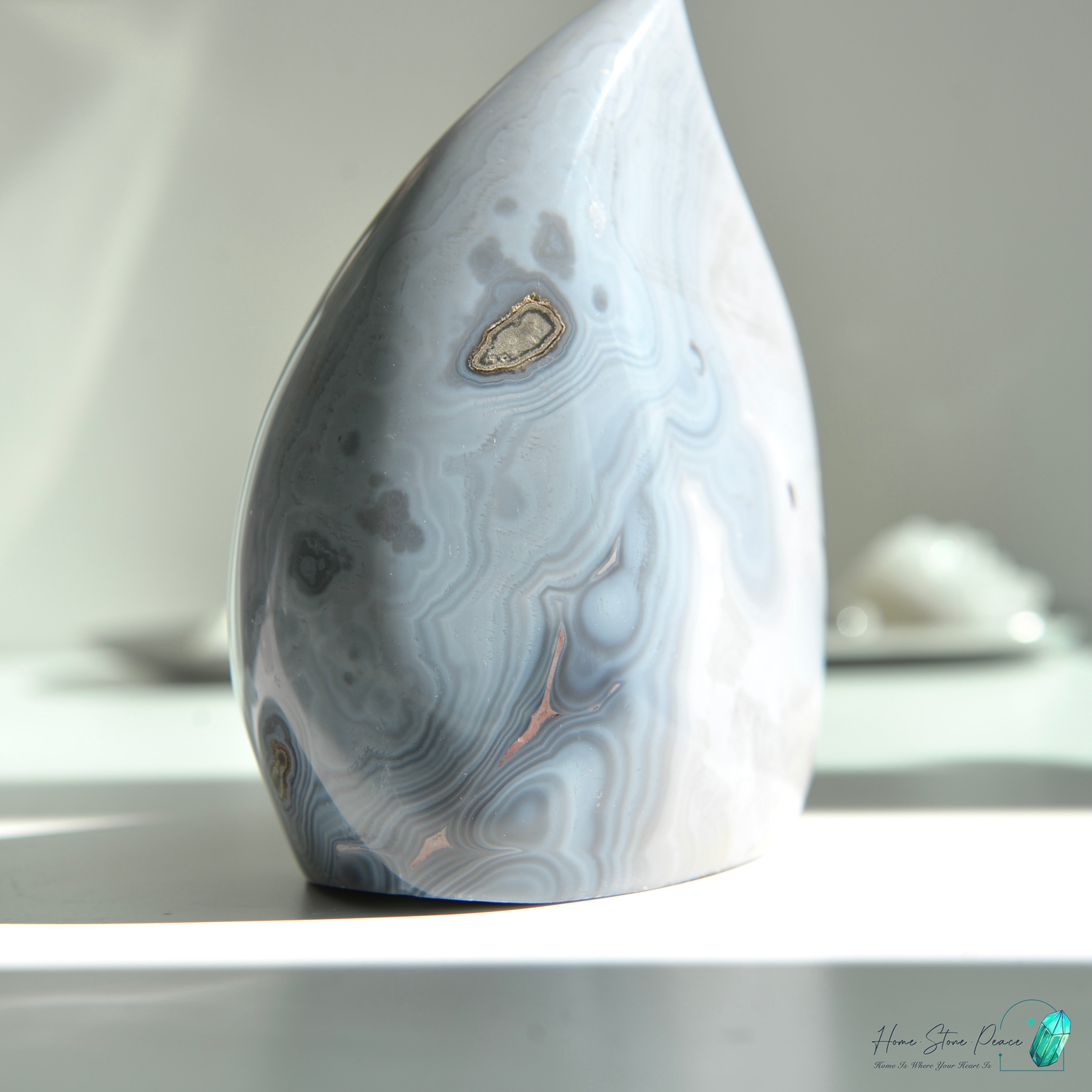 藍瑪瑙邊紫水晶火焰 Blue Agate Amethyst Flame