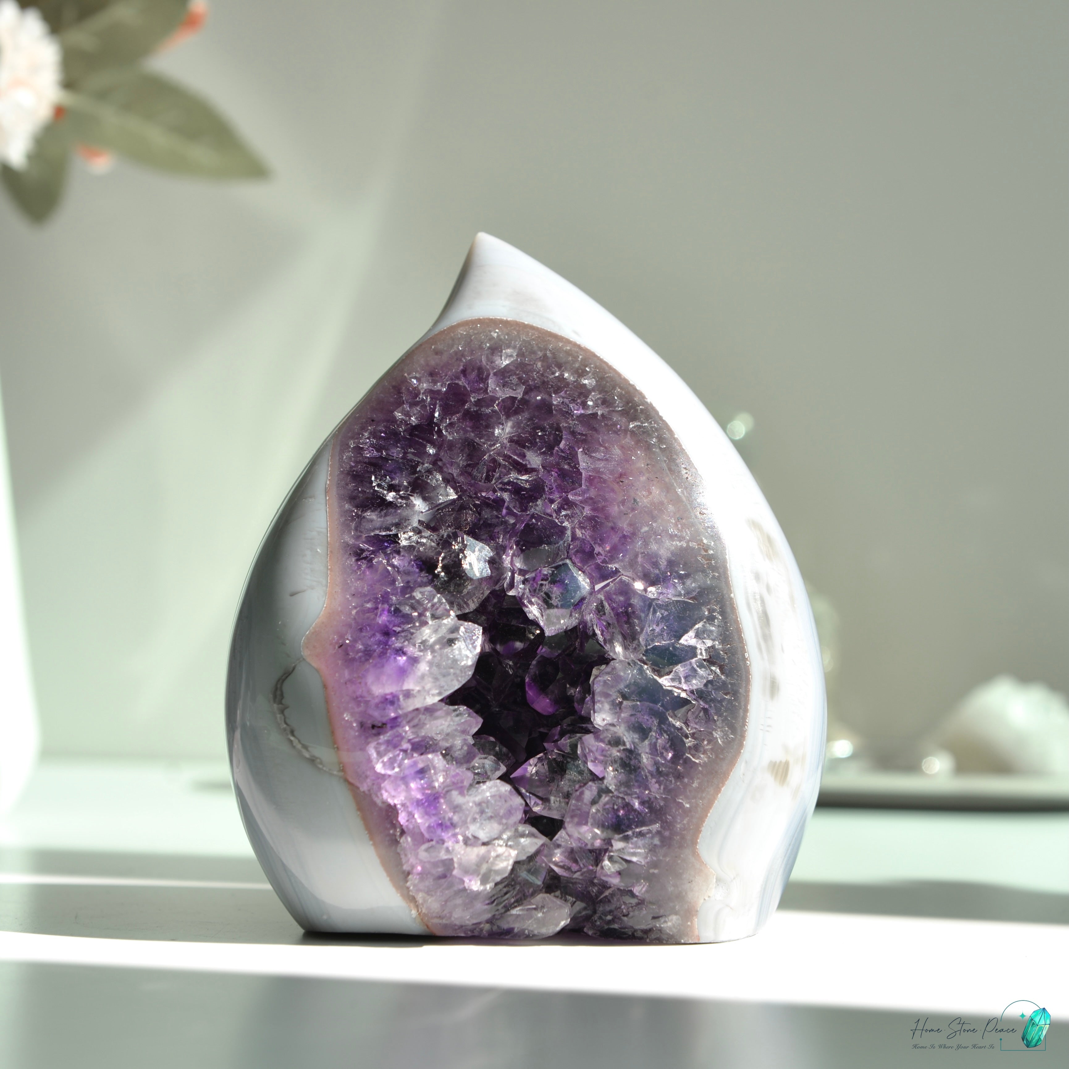 藍瑪瑙邊紫水晶火焰 Blue Agate Amethyst Flame