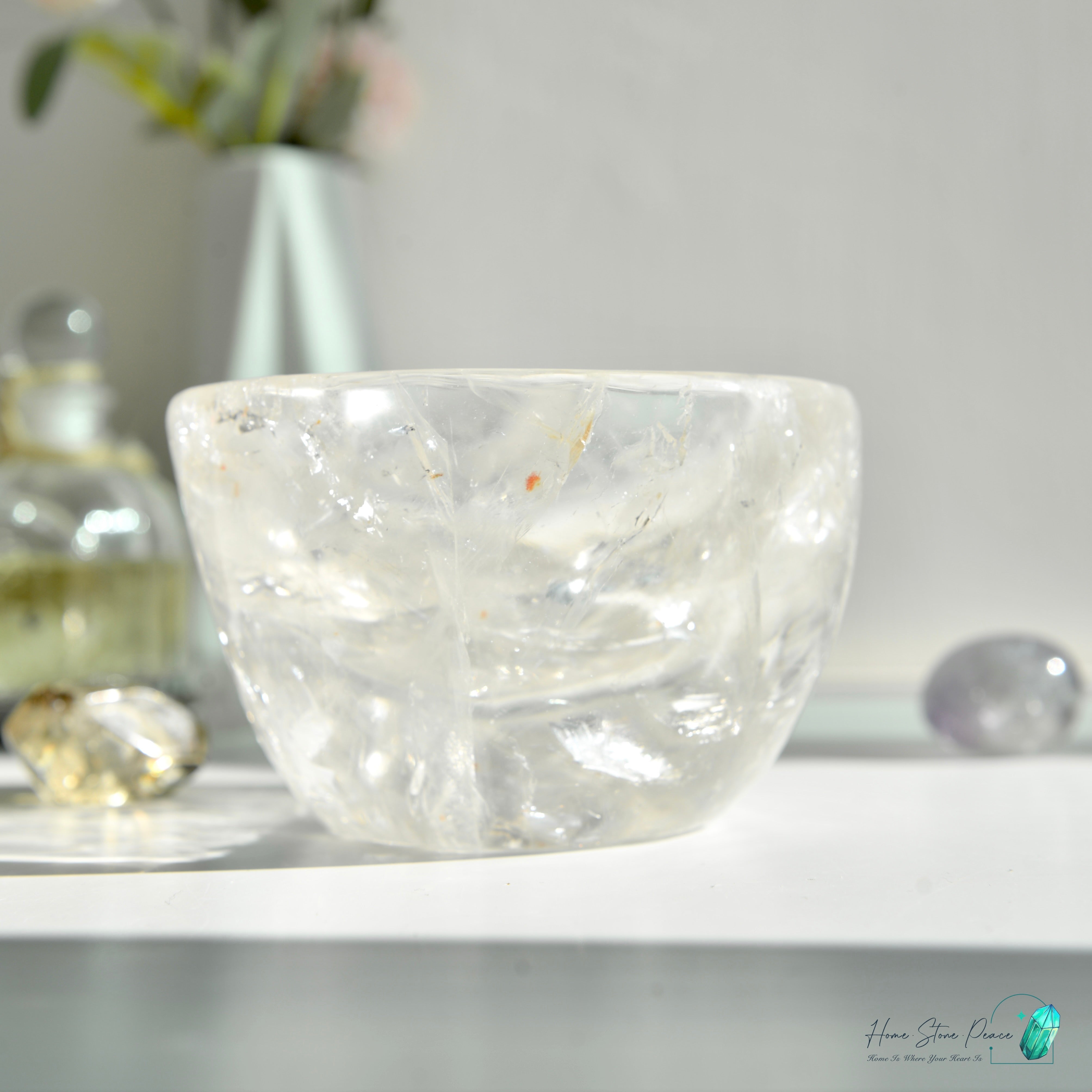 彩虹白水晶碗(較大) Clear Quartz Bowl with Rainbows (Large)