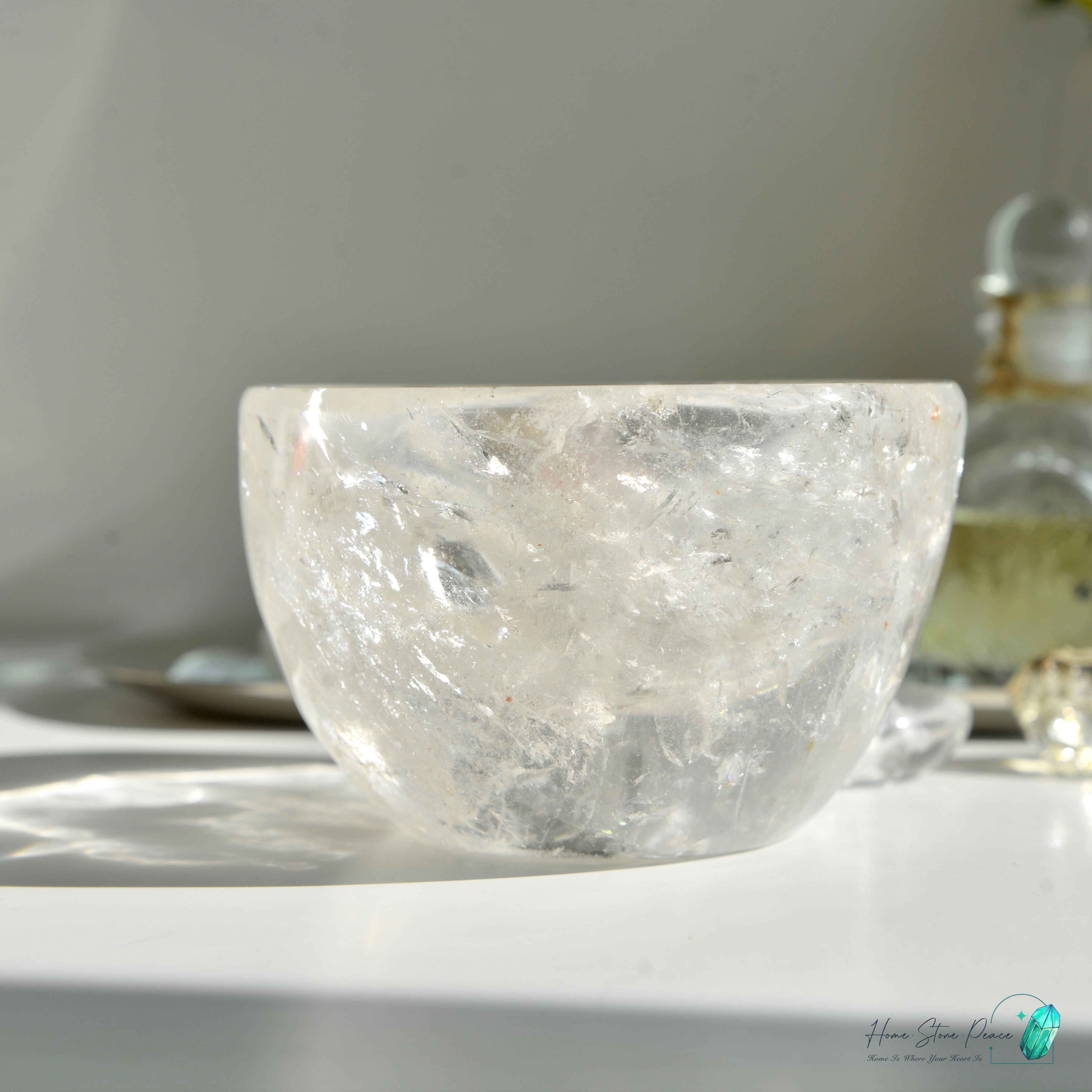 彩虹白水晶碗(較大) Clear Quartz Bowl with Rainbows (Large)