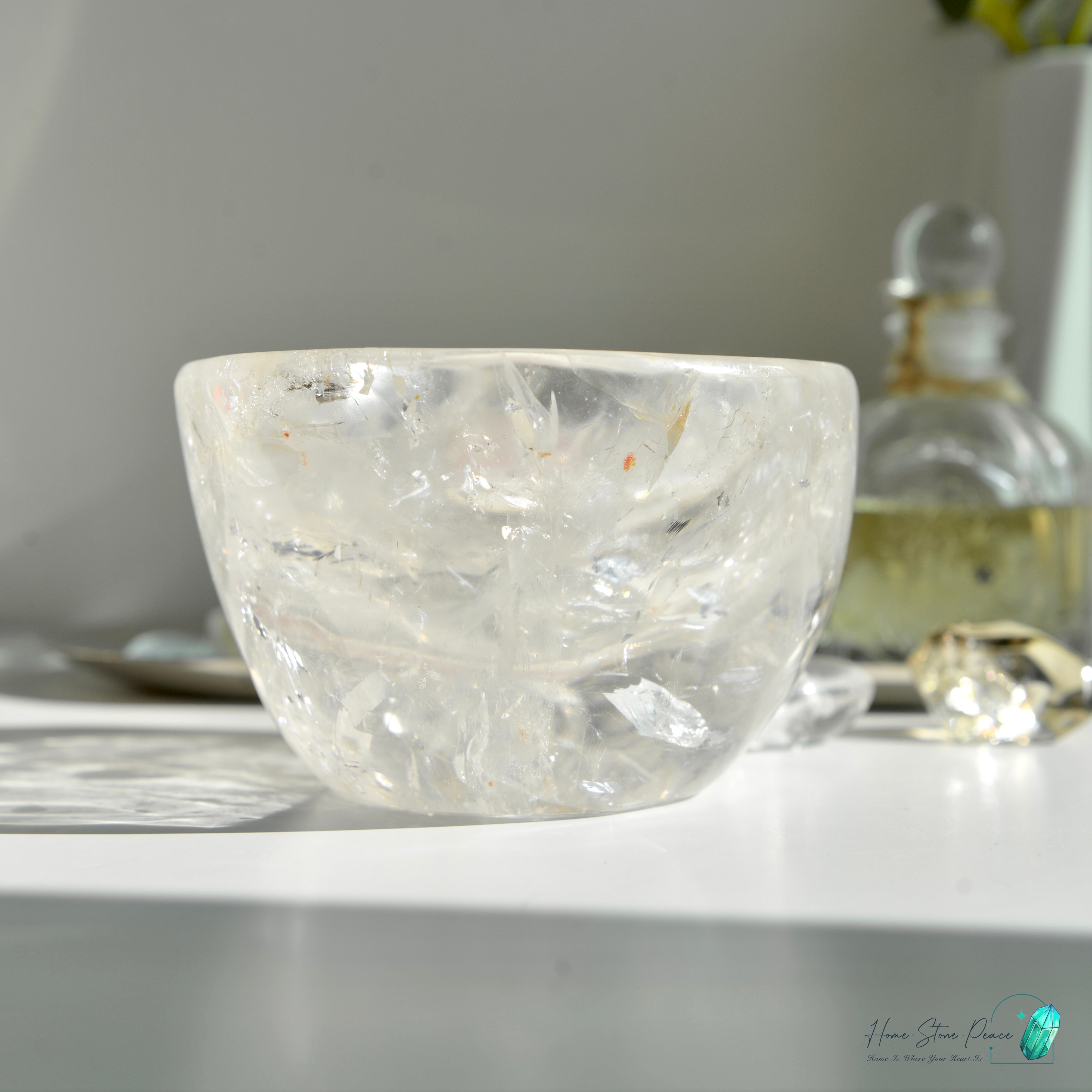 彩虹白水晶碗(較大) Clear Quartz Bowl with Rainbows (Large)