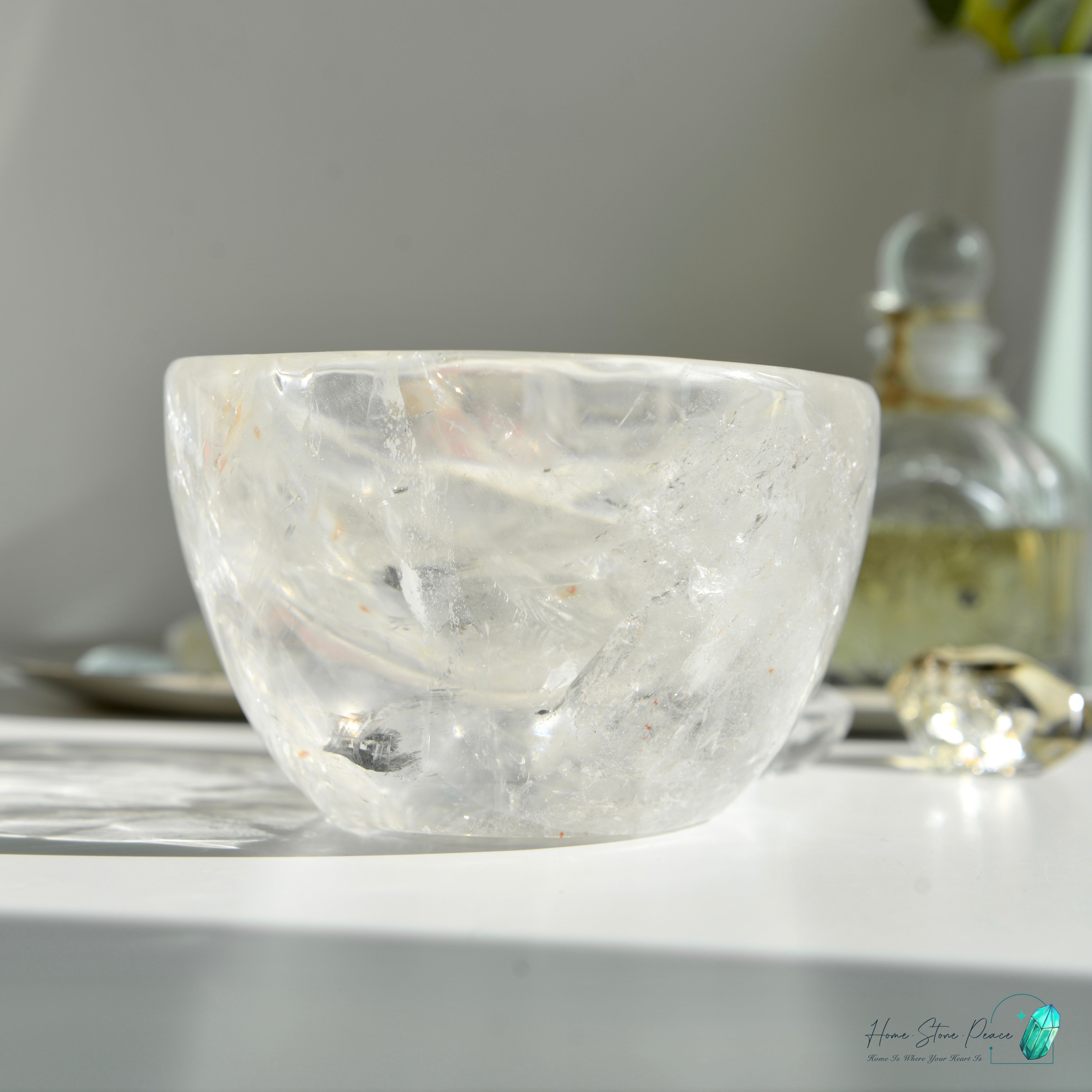 彩虹白水晶碗(較大) Clear Quartz Bowl with Rainbows (Large)