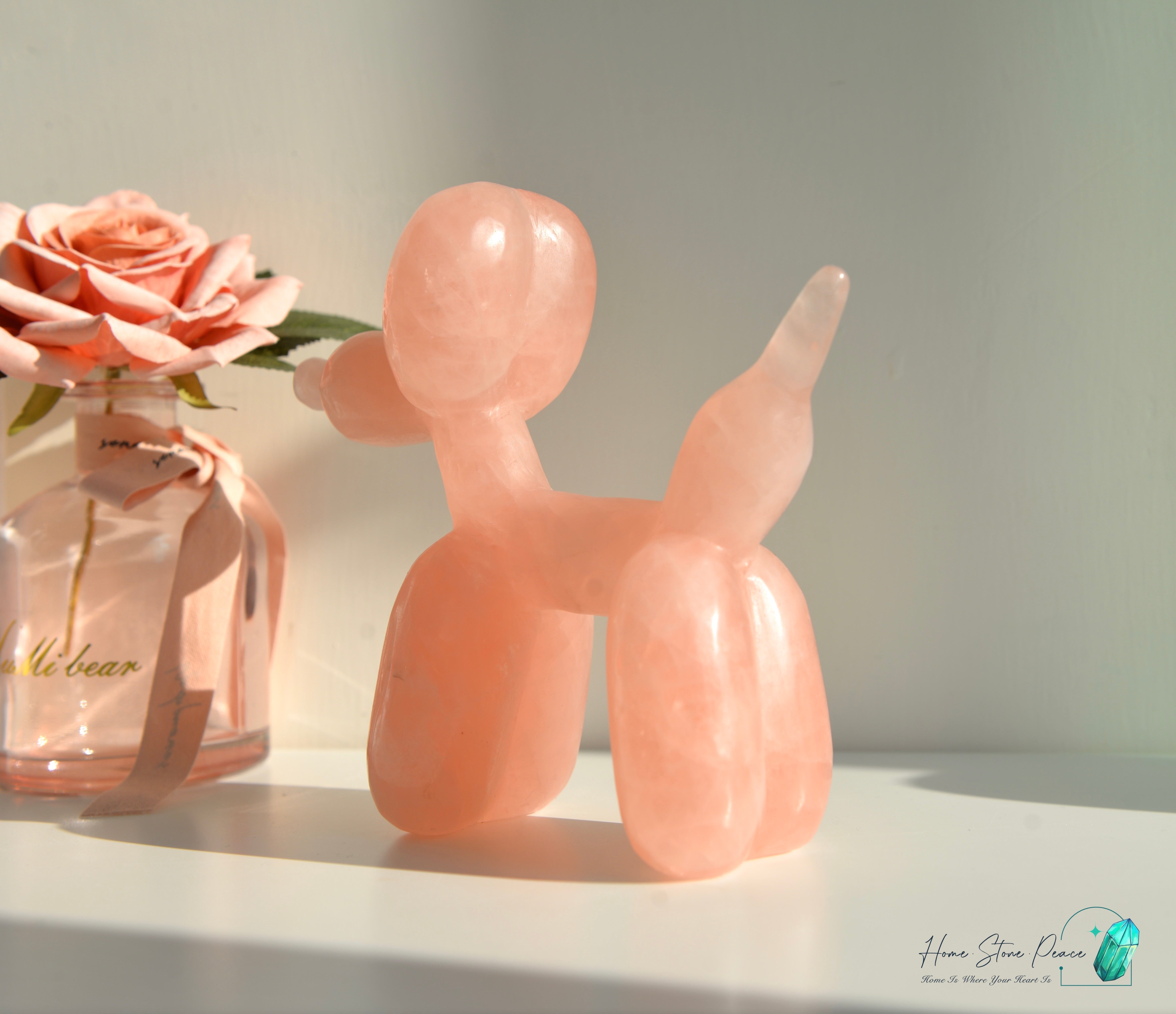 粉紅水晶氣球狗(大) Rose Quartz Balloon Dog (Large)