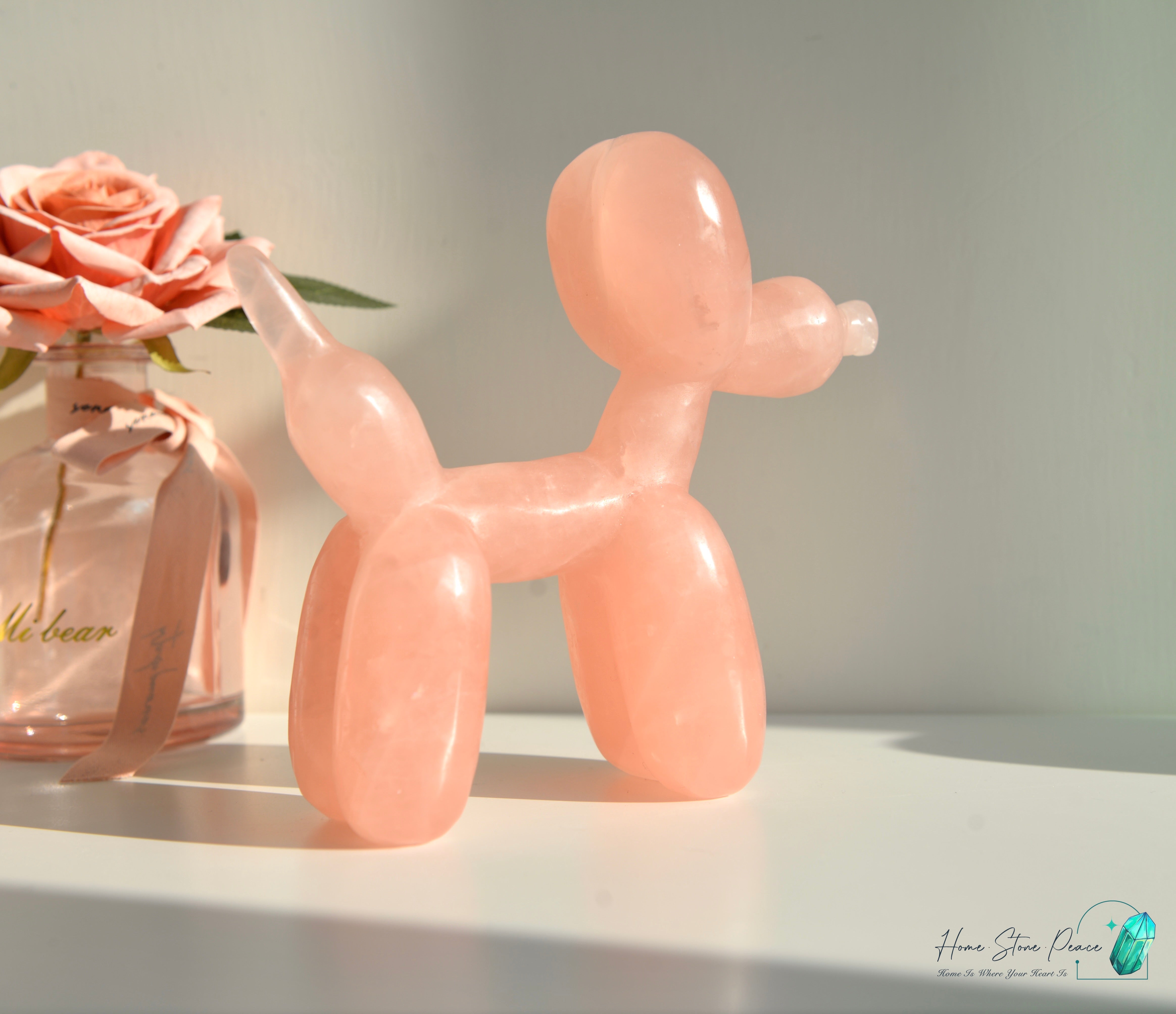 粉紅水晶氣球狗(大) Rose Quartz Balloon Dog (Large)