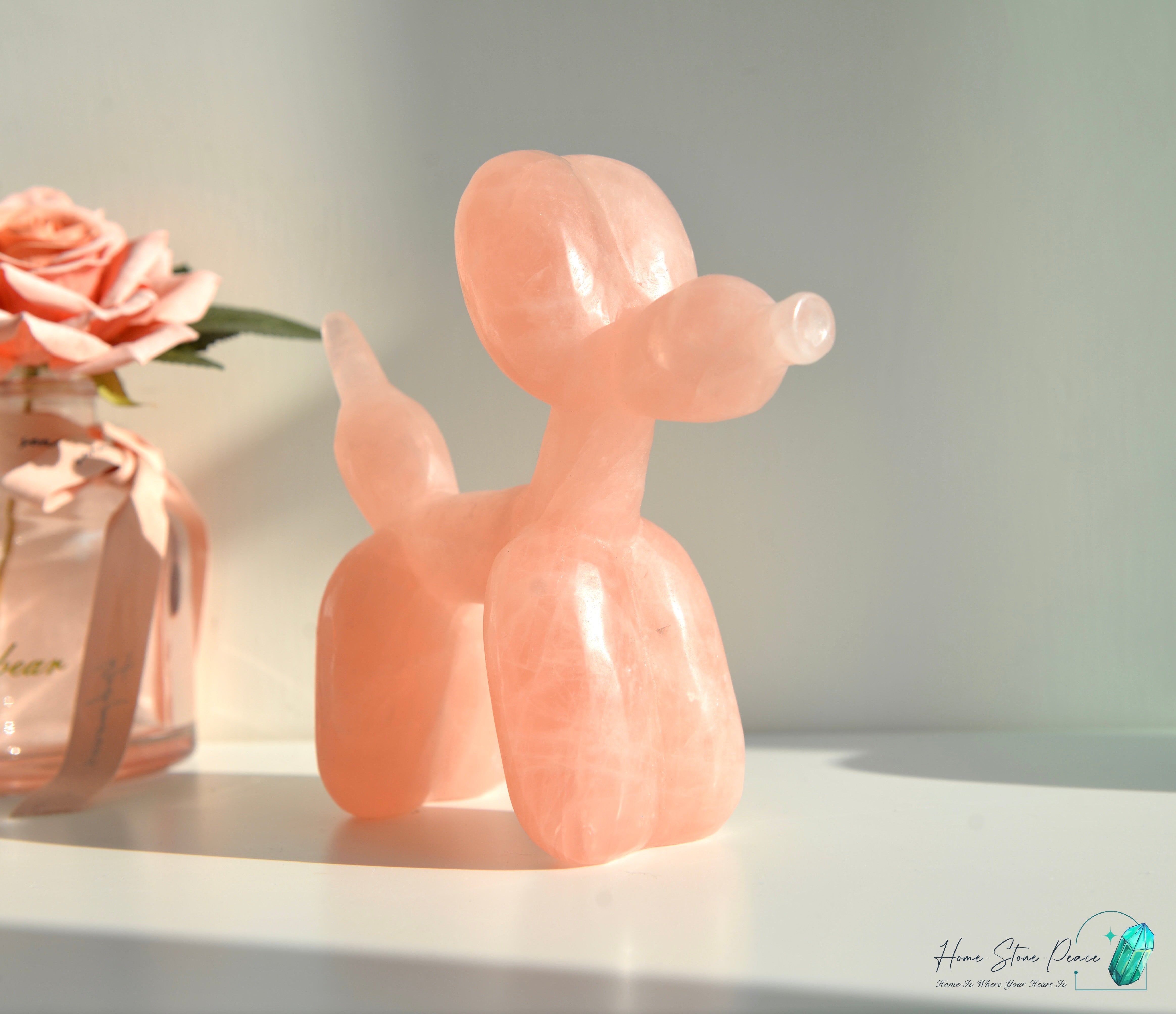 粉紅水晶氣球狗(大) Rose Quartz Balloon Dog (Large)