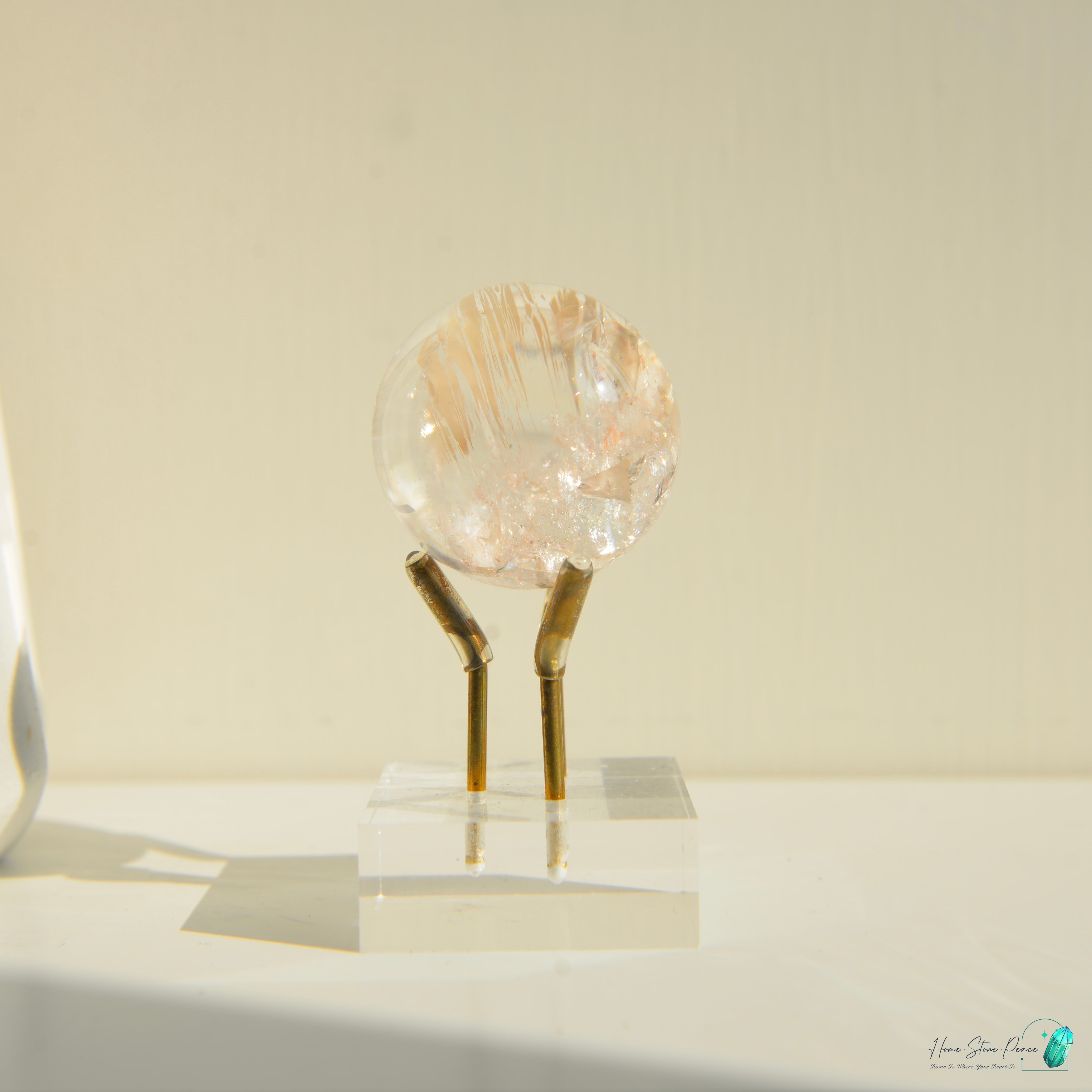 精品粉紅膠花白雲母共生水晶球 Premium Pink Hematoid with White Mica Sphere