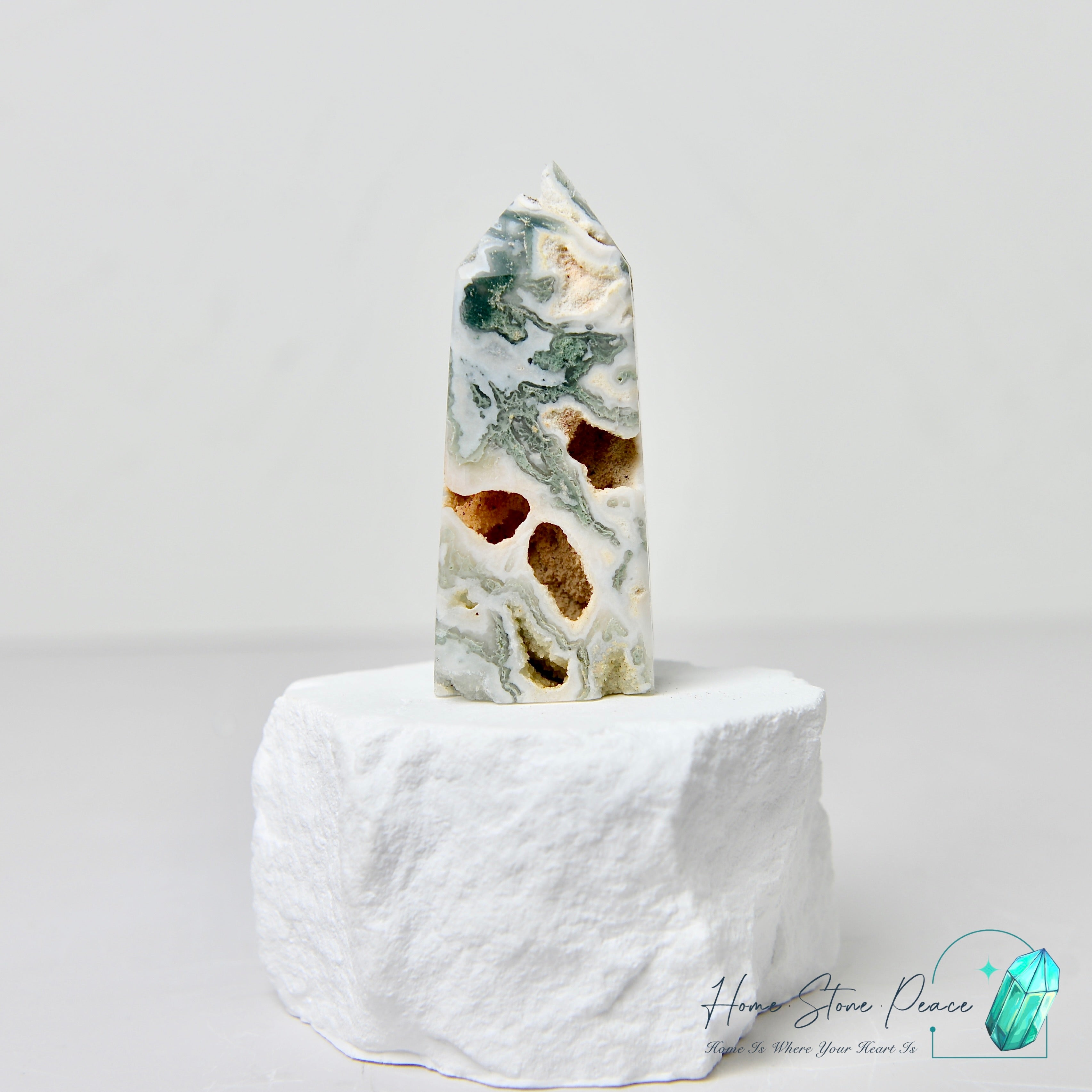 水草瑪瑙柱 Moss Agate Tower