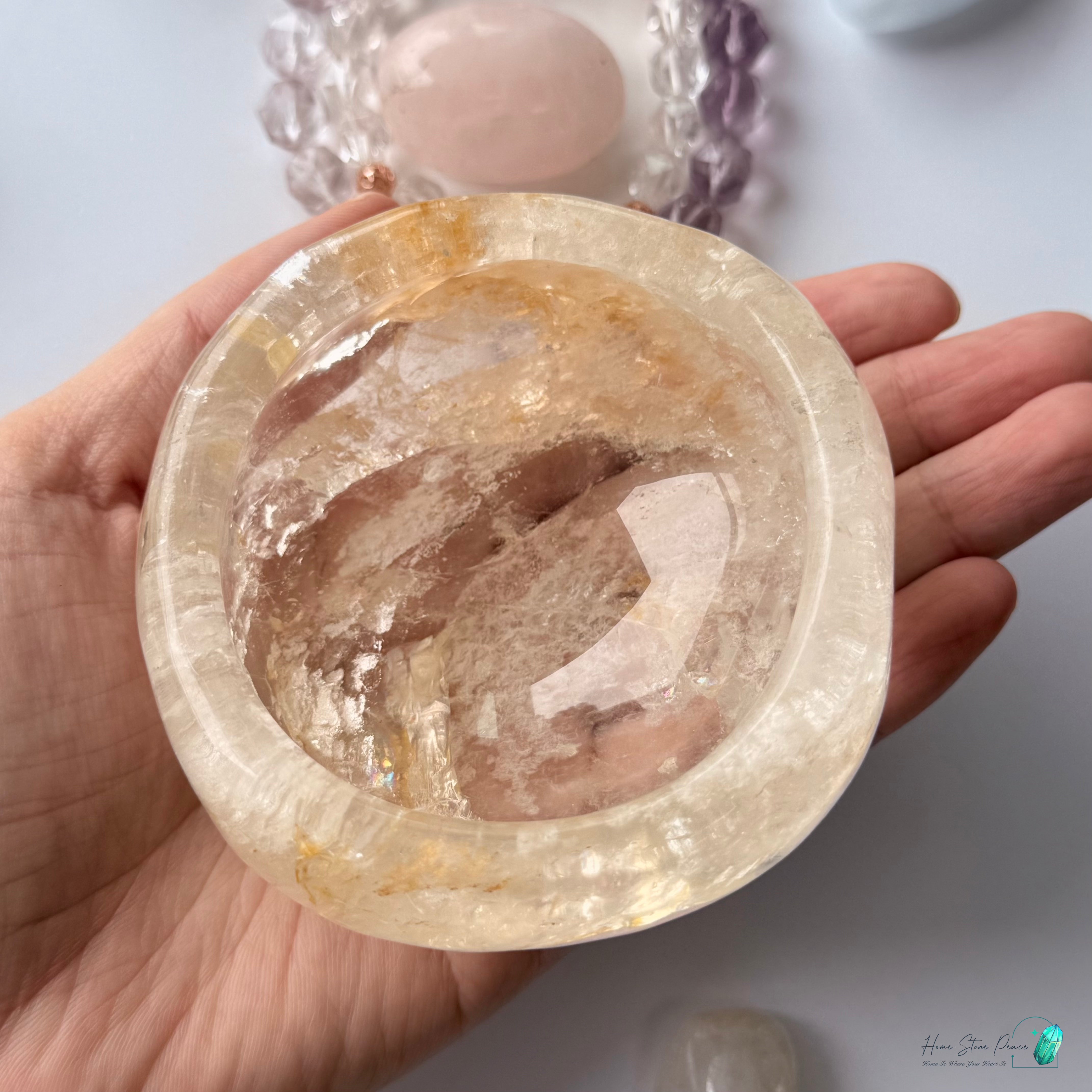 全手工黃金療癒者水晶碗(含彩虹) Handcrafted Golden Healer Bowl (with Rainbows)