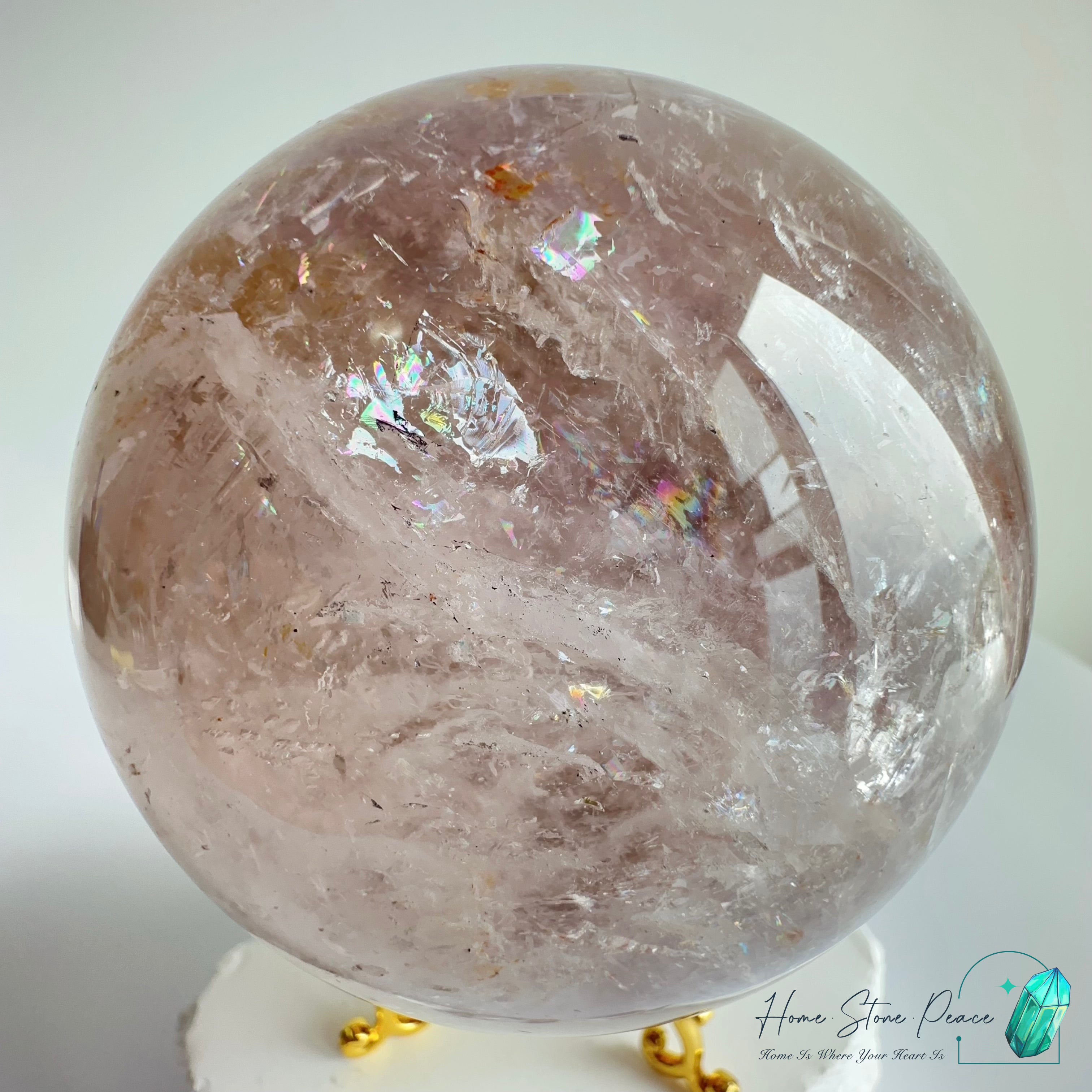 大紫骸骨水晶球黃金療癒者共生(含水膽)Large Skeletal Amethyst Sphere with Golden Healer & Enhydro