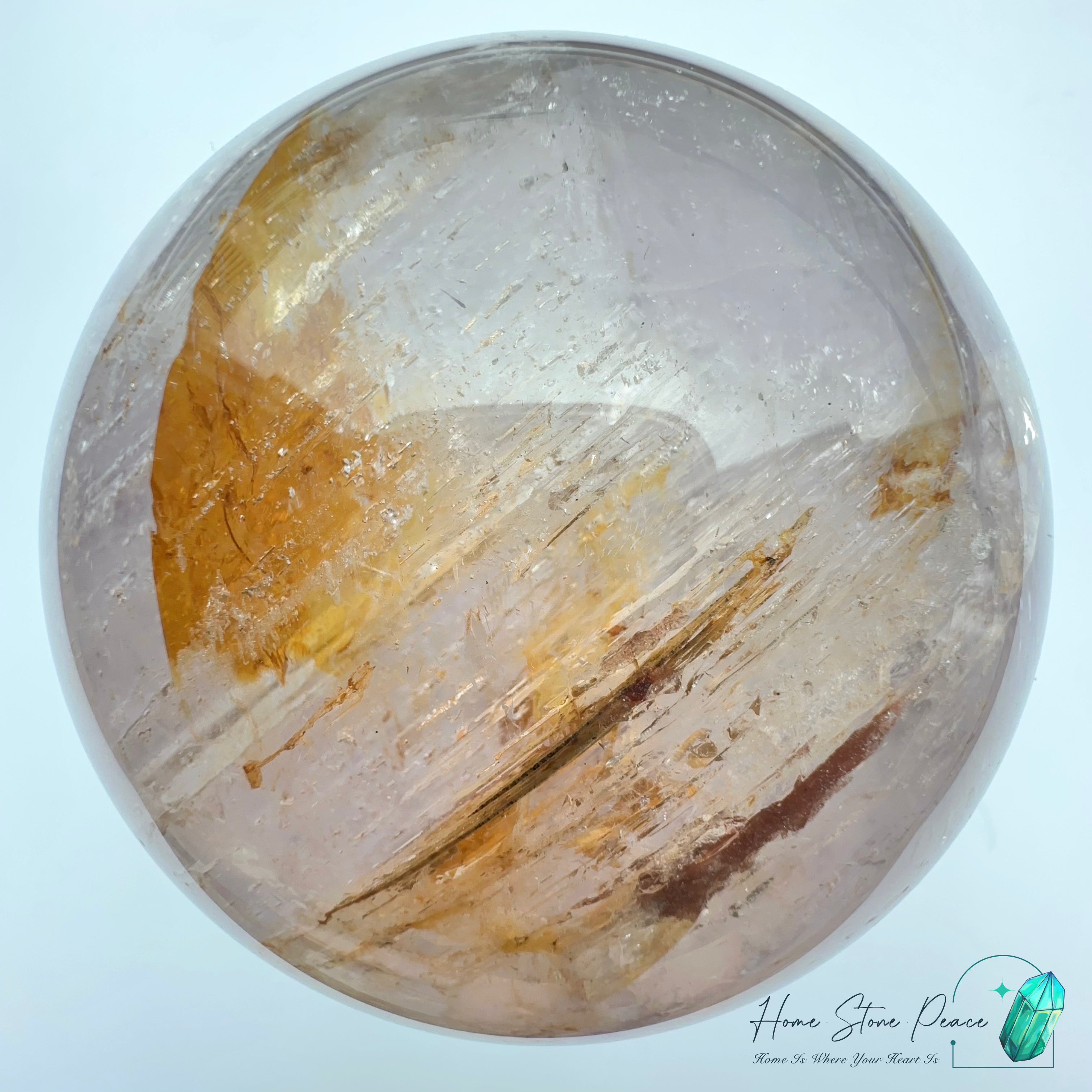 大紫骸骨水晶球黃金療癒者共生(含水膽)Large Skeletal Amethyst Sphere with Golden Healer & Enhydro
