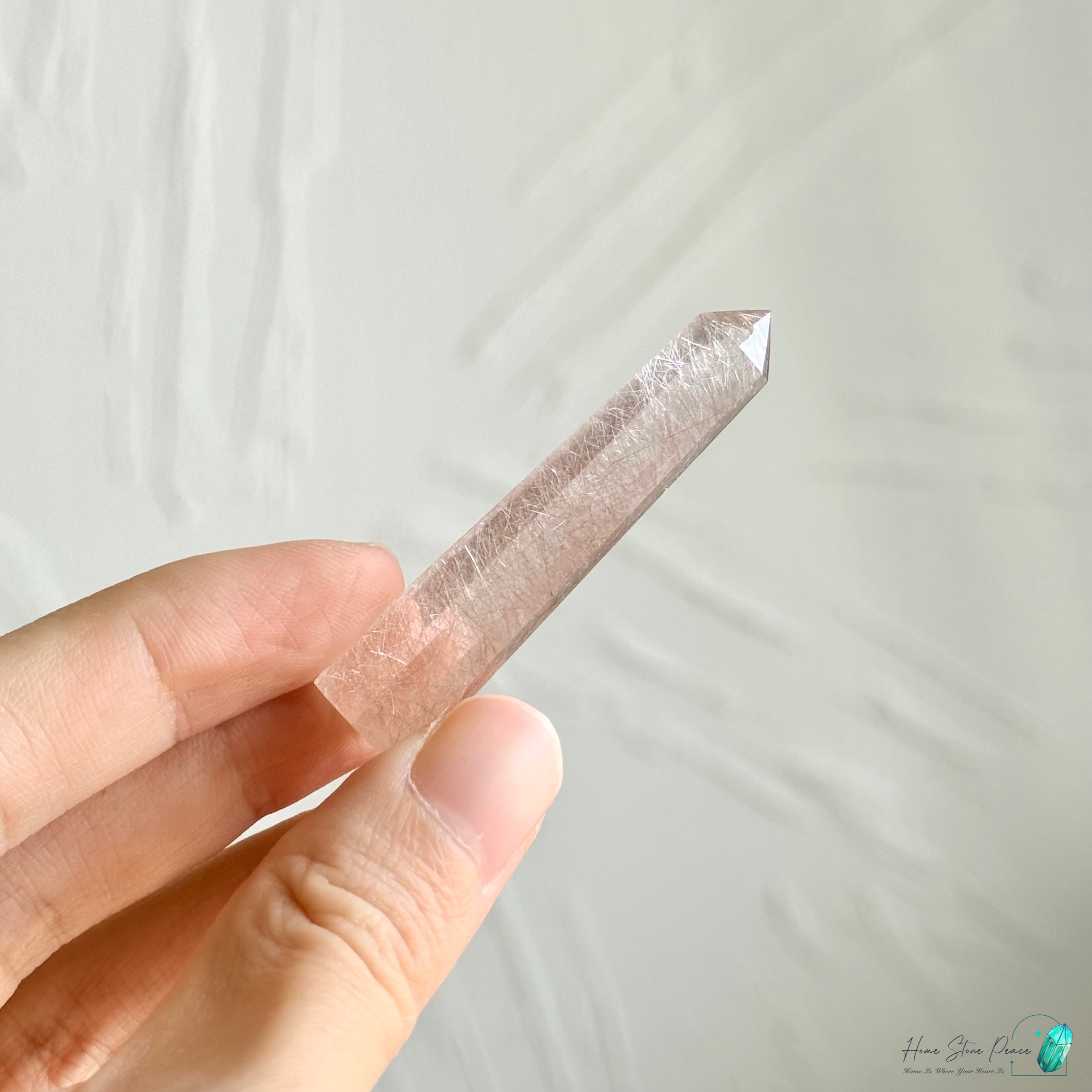 巴西粉紅髮晶小尖棒 Brazilian Pink Rutilated Point