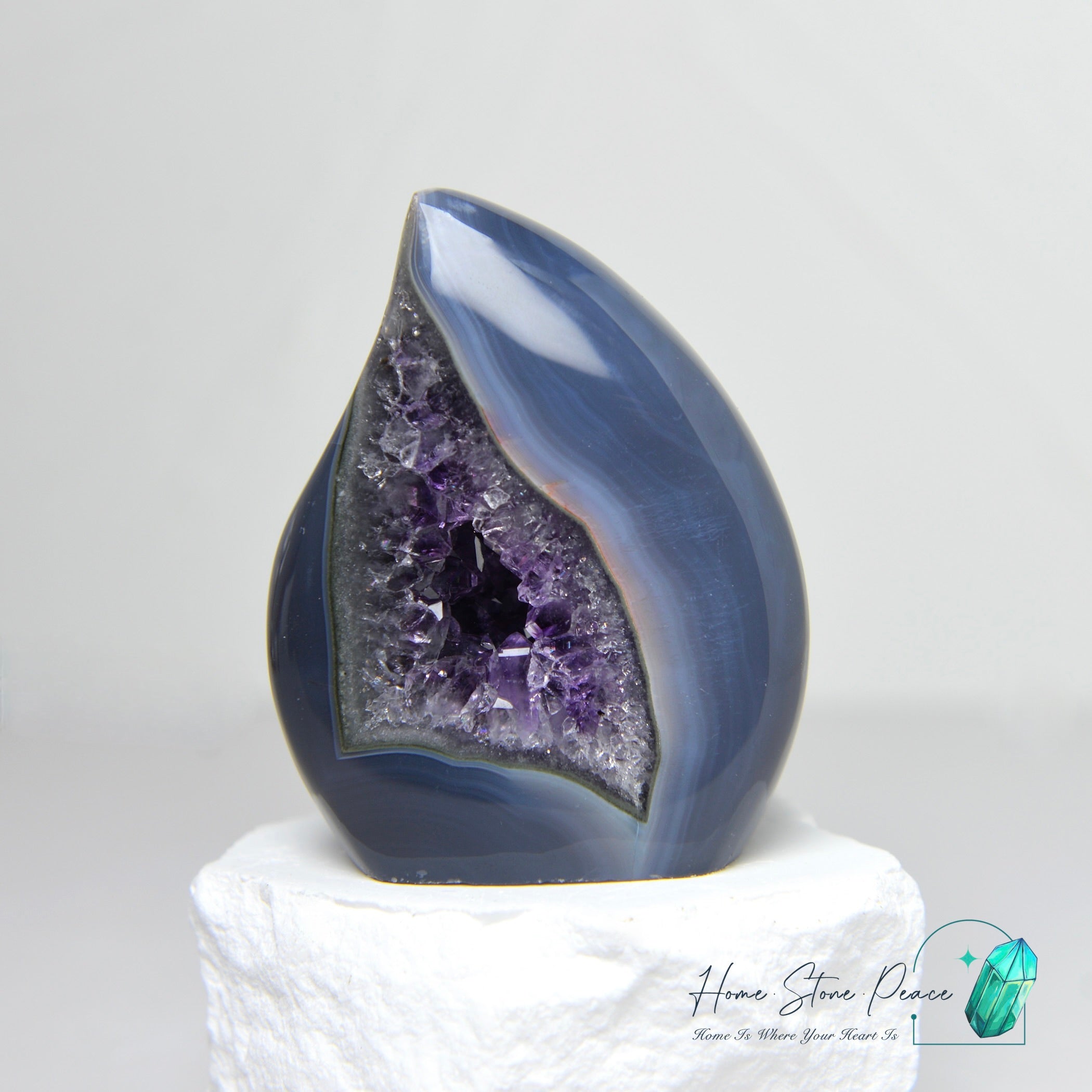 Blue Agate Amethyst Flame 藍瑪瑙邊紫水晶火焰