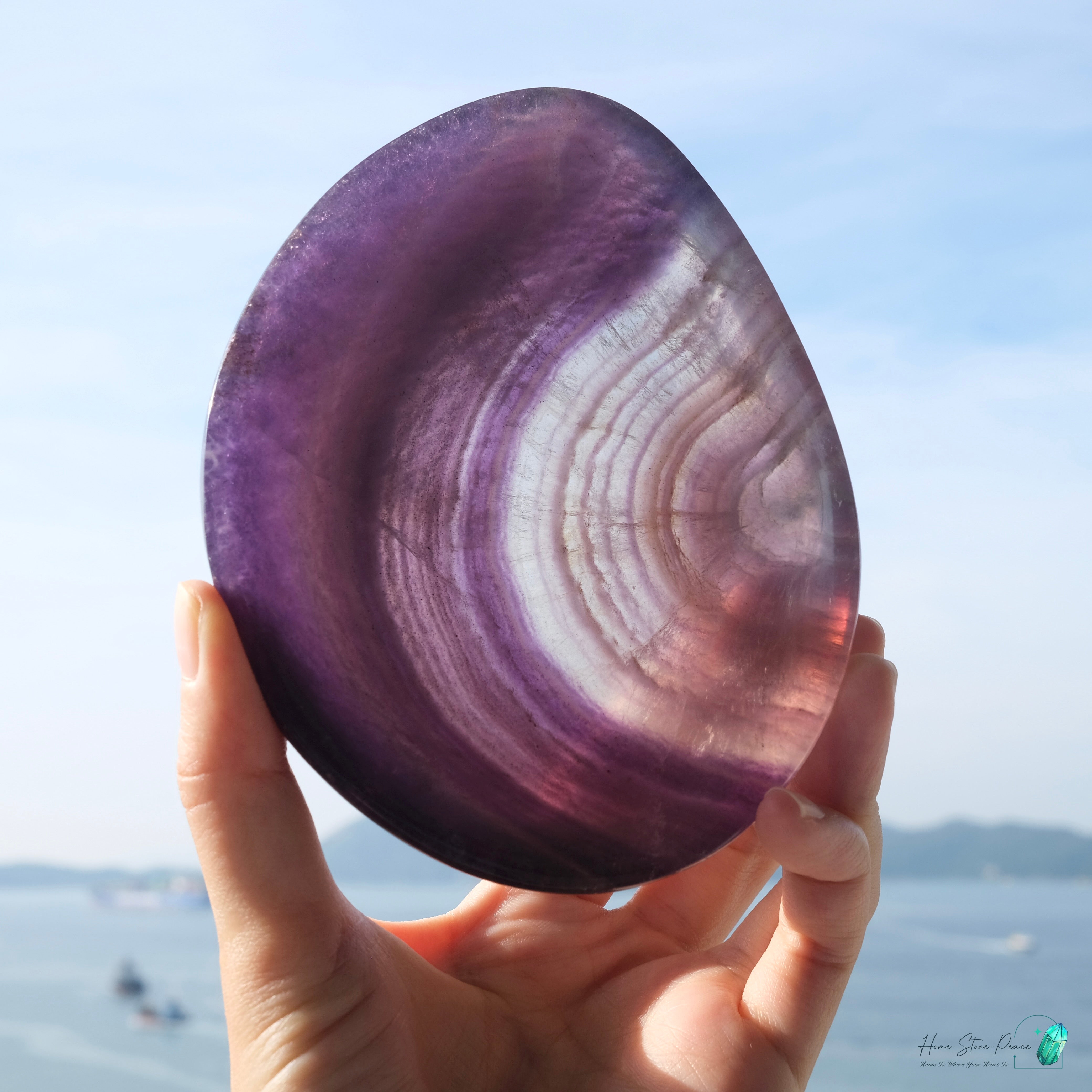 千層紫色螢石碟(加厚）Purple Fluorite Dish