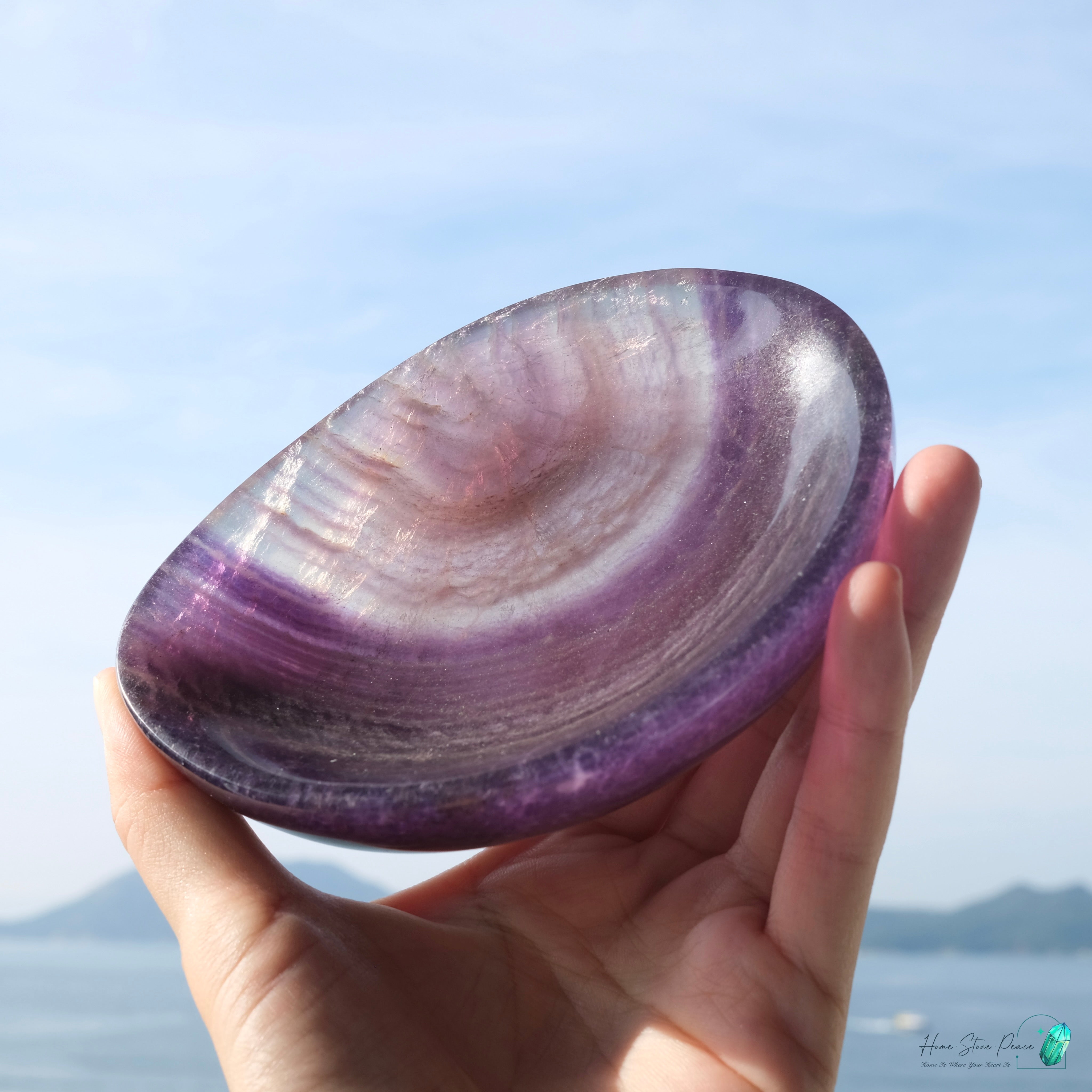 千層紫色螢石碟(加厚）Purple Fluorite Dish