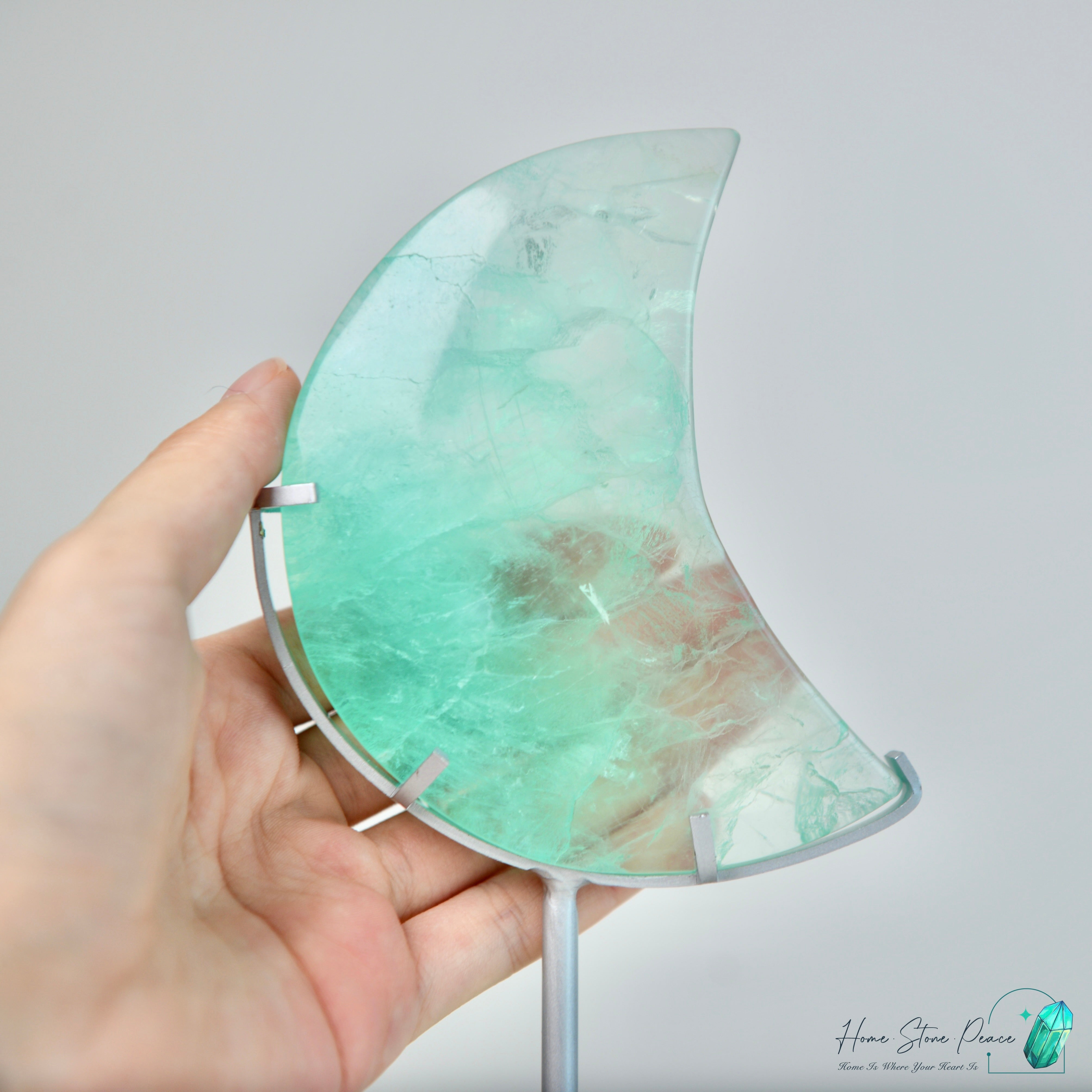 綠螢石月亮連座 Green Fluorite Moon with Stand