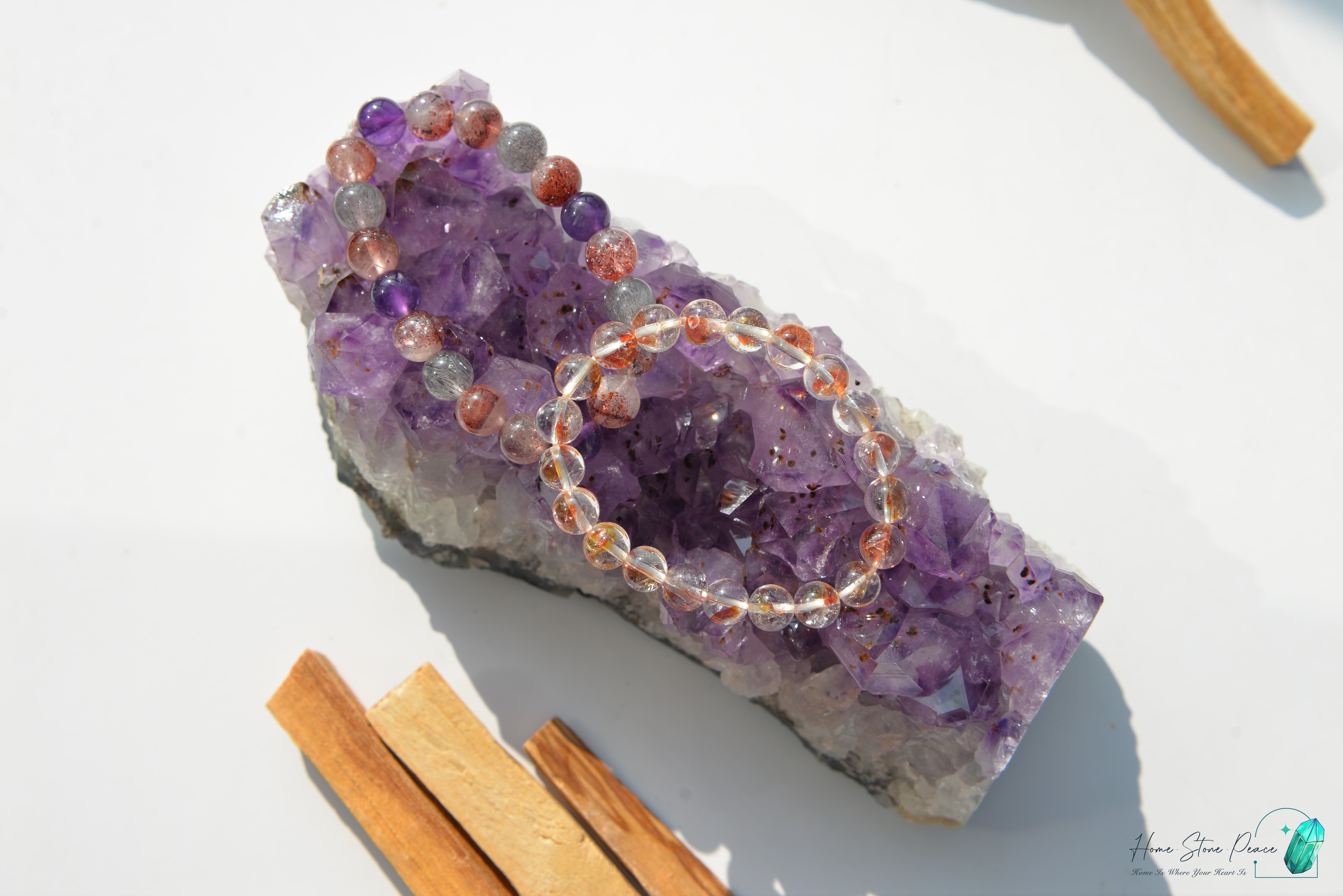 紫鈦晶晶簇 Amethyst Rutilated Cluster