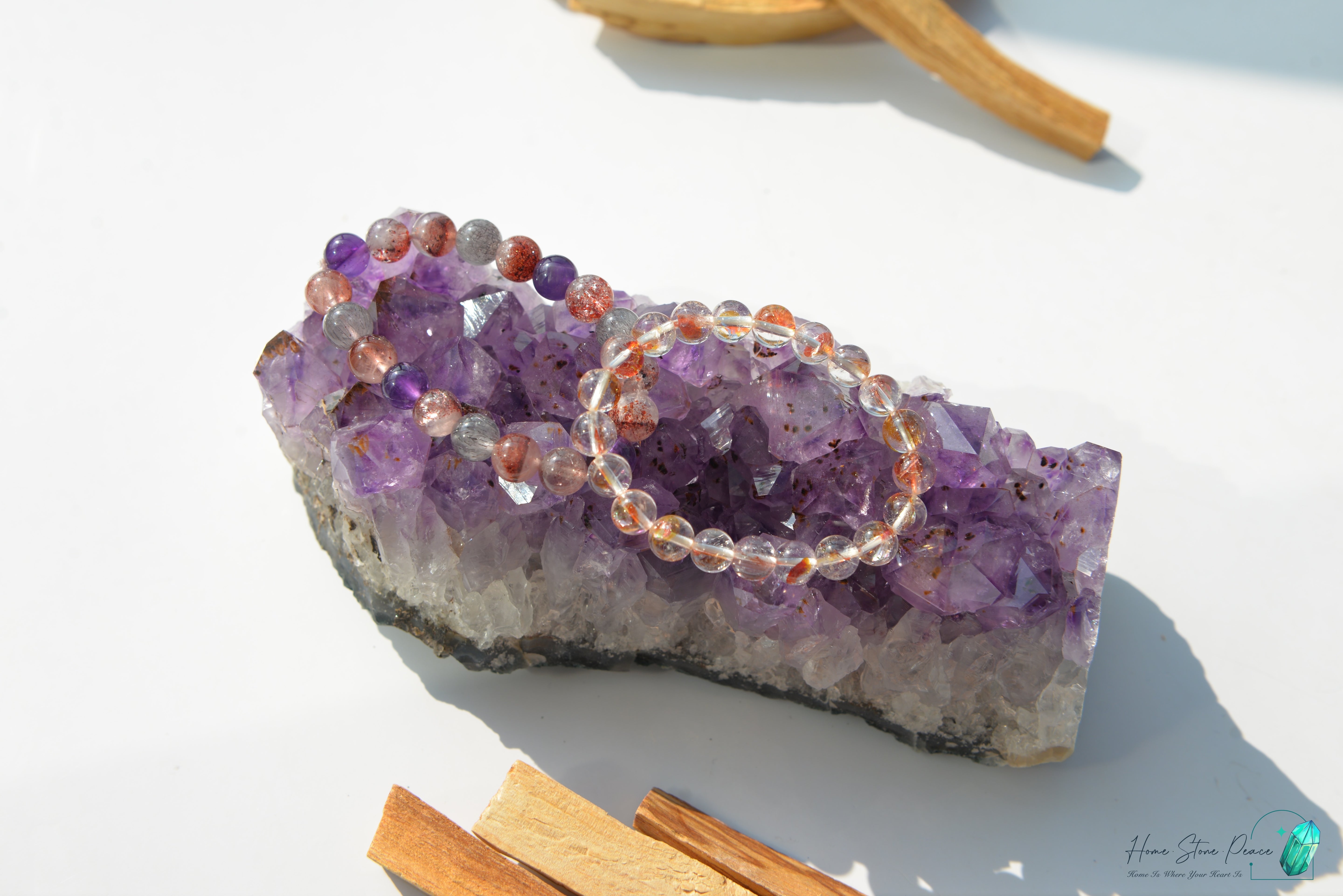 紫鈦晶晶簇 Amethyst Rutilated Cluster