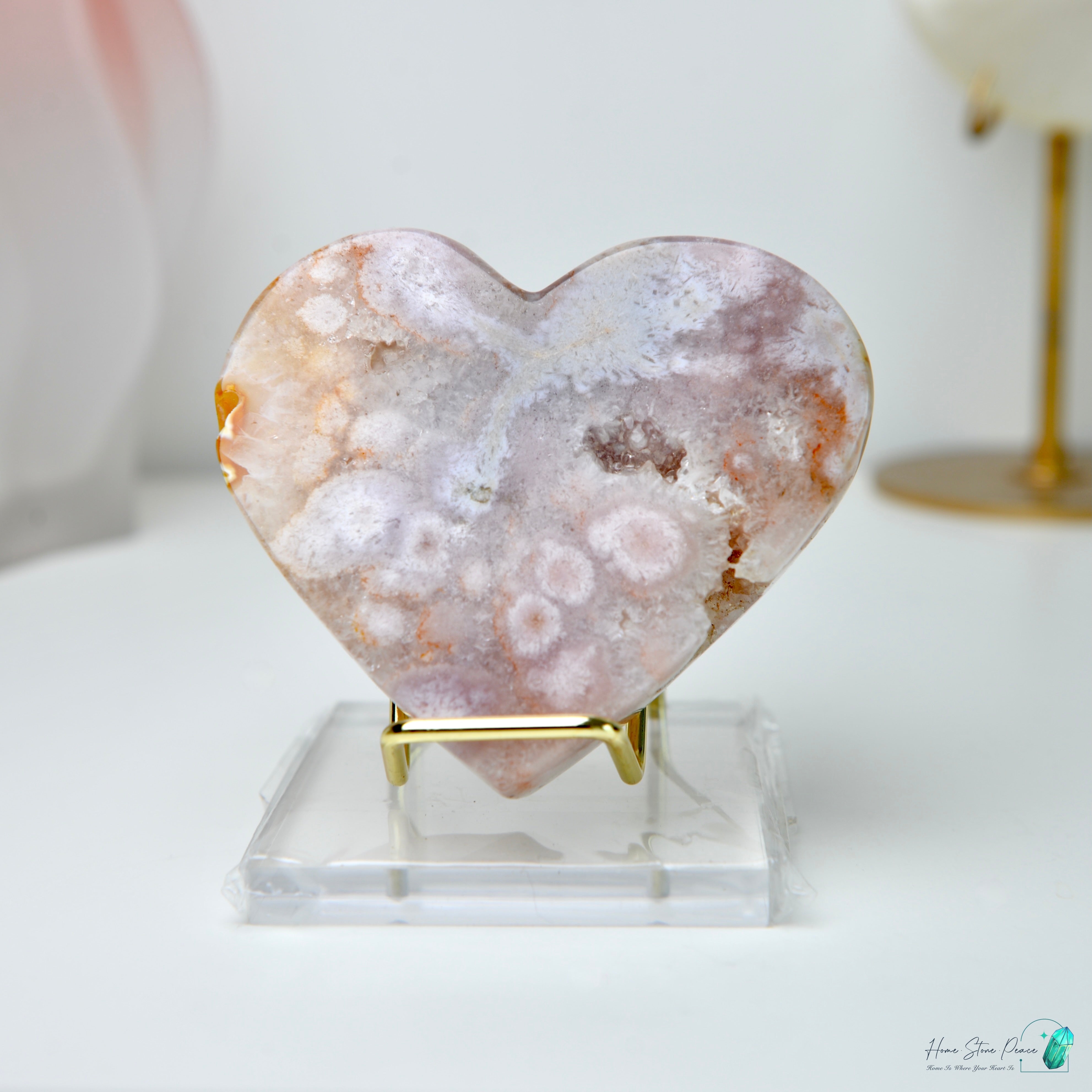 Cherry Blossom Agate Heart 櫻花瑪瑙心連座