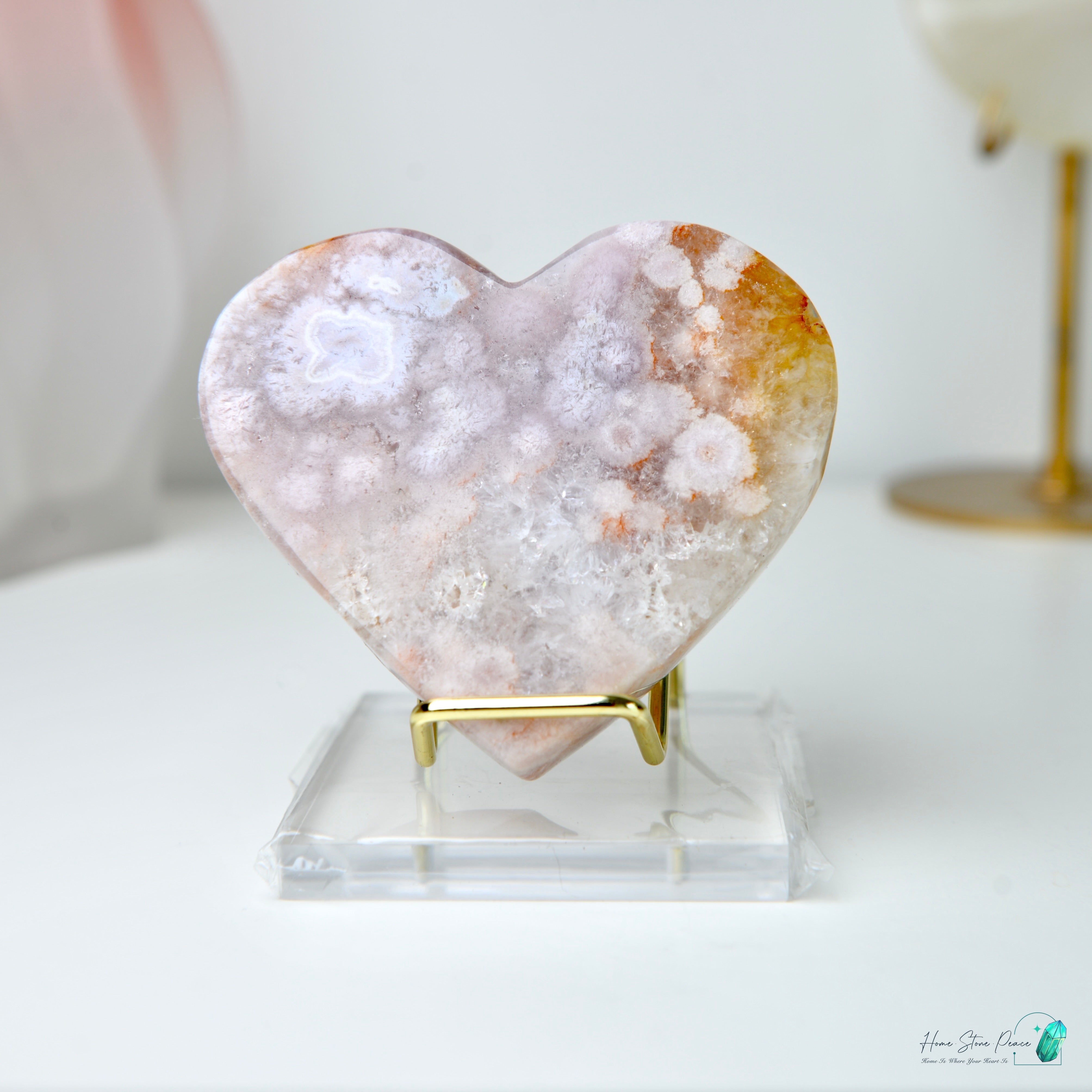 Cherry Blossom Agate Heart 櫻花瑪瑙心連座