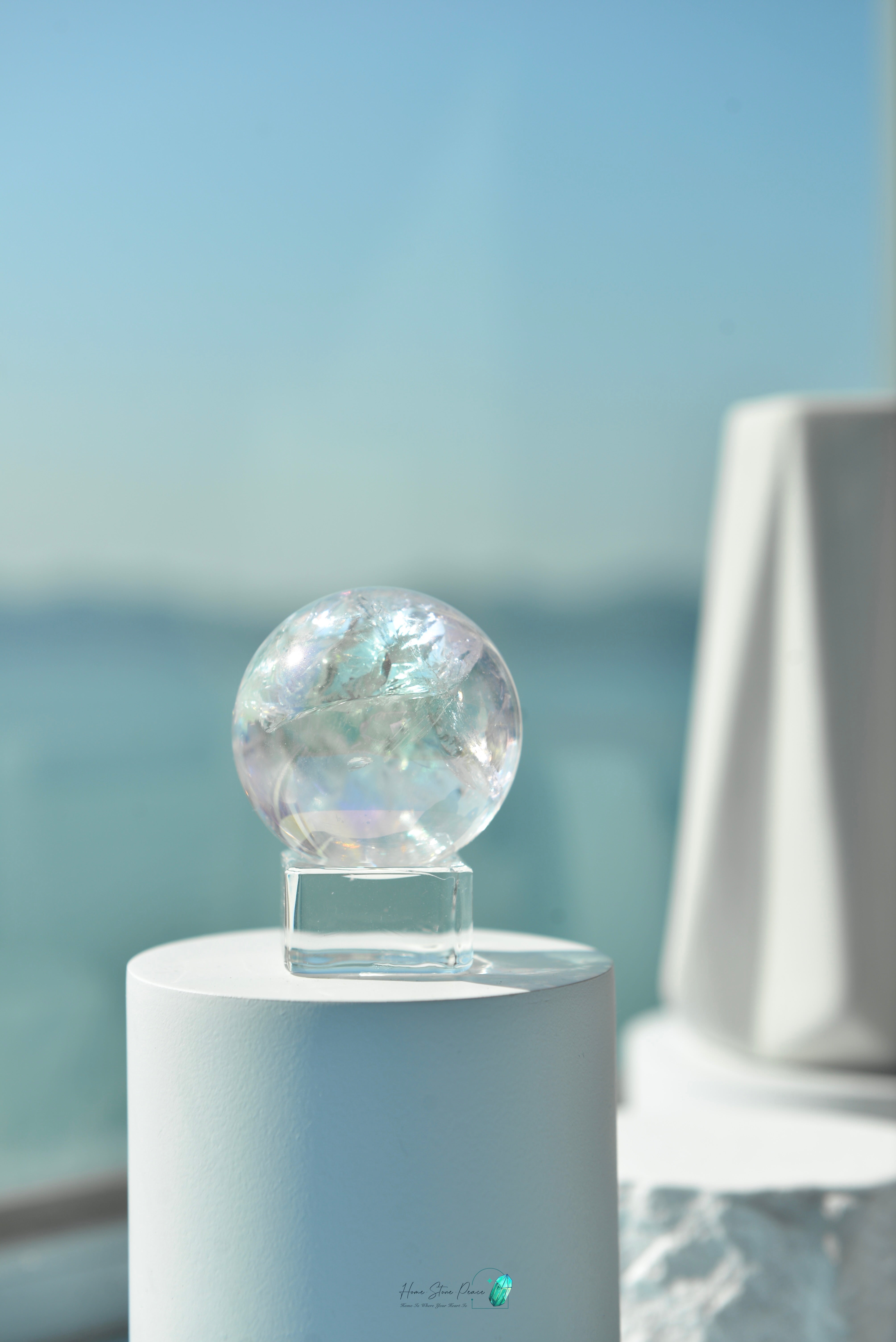 天使光鍍彩白水晶球 Aura Clear Quartz Sphere